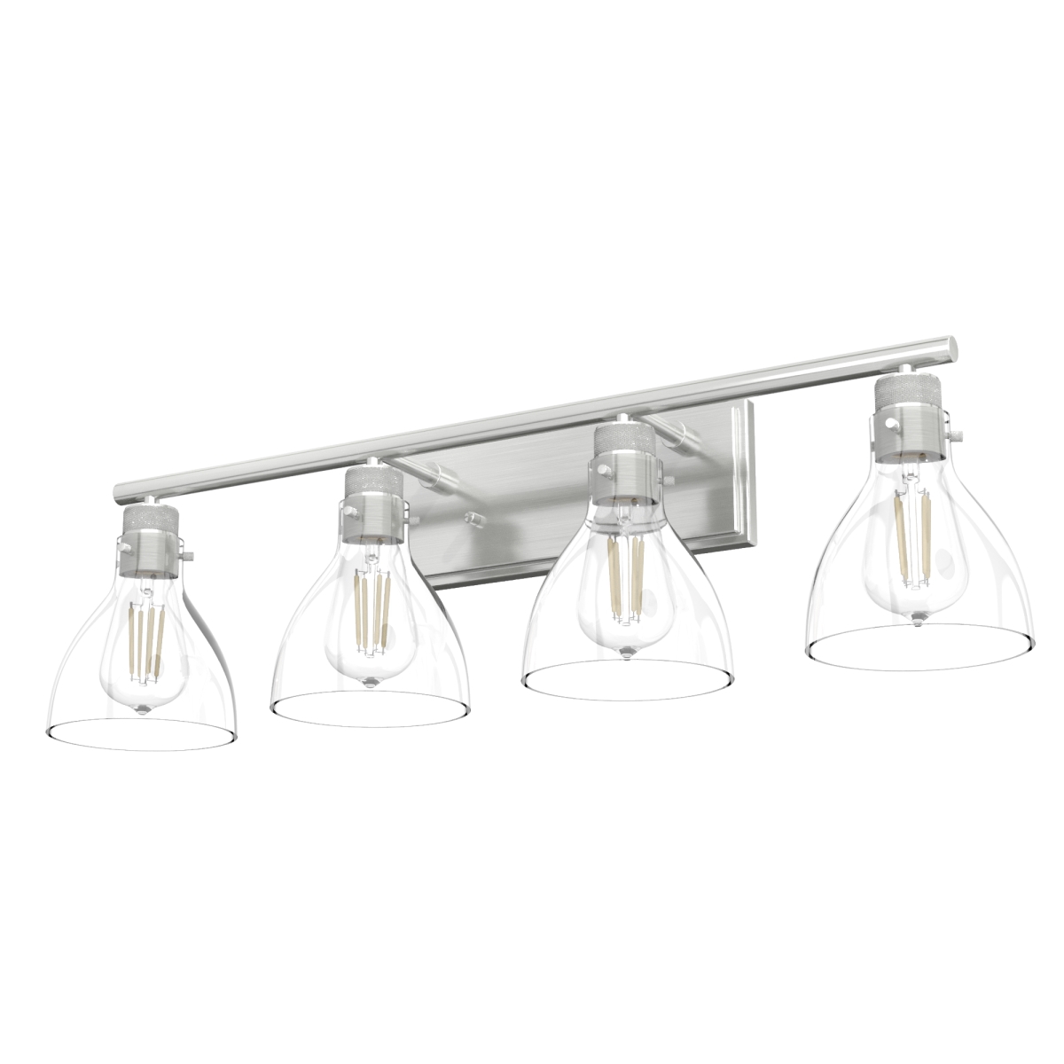 Picture of Hunter 48040 9.25 in. Van Nuys Brushed Nickel with Clear Glass 4 Light Bathroom Vanity Wall Light Fixture