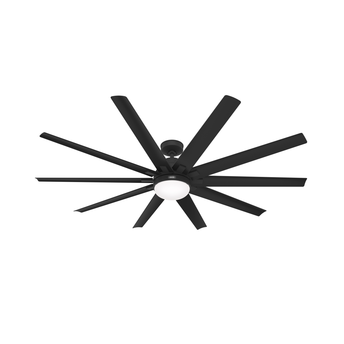 52618 72 in. Overton Matte Black Damp Rated Ceiling Fan with LED Light Kit & Wall Control -  HUNTER