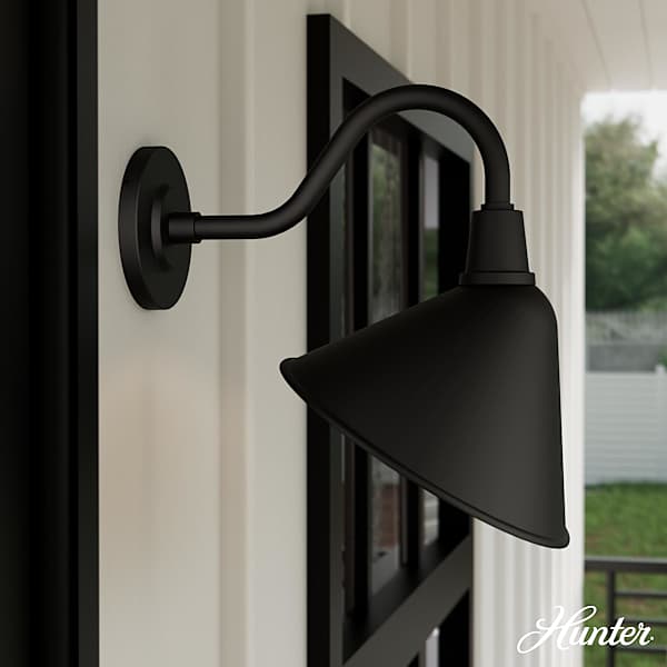 Picture of Hunter Fan 46010 10 in. Cassius Outdoor Weather Max 1 Light Medium Wall Light - Matte Black