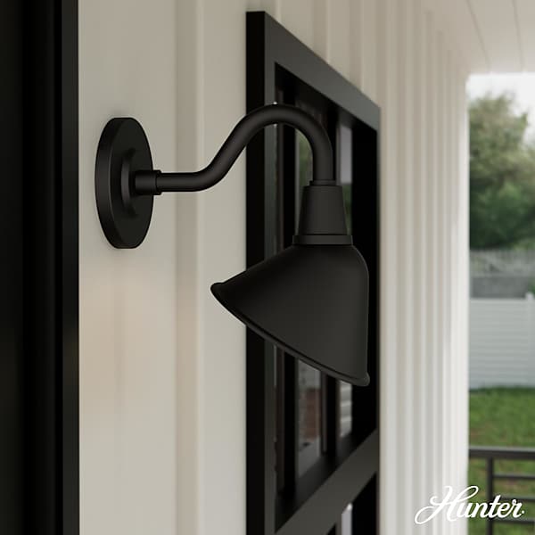 Picture of Hunter Fan 46011 7 in. Cassius Outdoor Weather Max 1 Light Small Wall Light - Matte Black