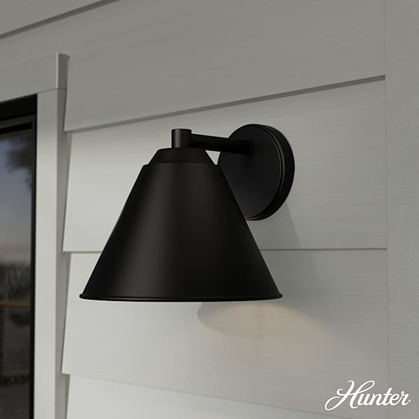 Picture of Hunter Fan 46030 10 in. Aeronaut Outdoor Weather Max 1 Light Small Wall Light - Matte Black