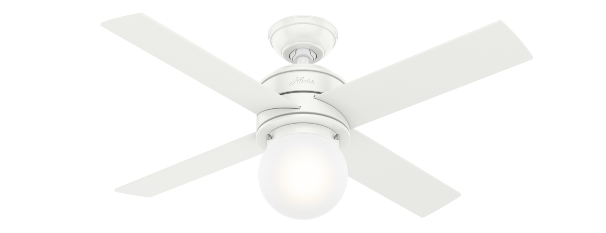 Picture of Hunter 50275 44 in. Hepburn Matte White Ceiling Fan with LED Light Kit & Wall Control