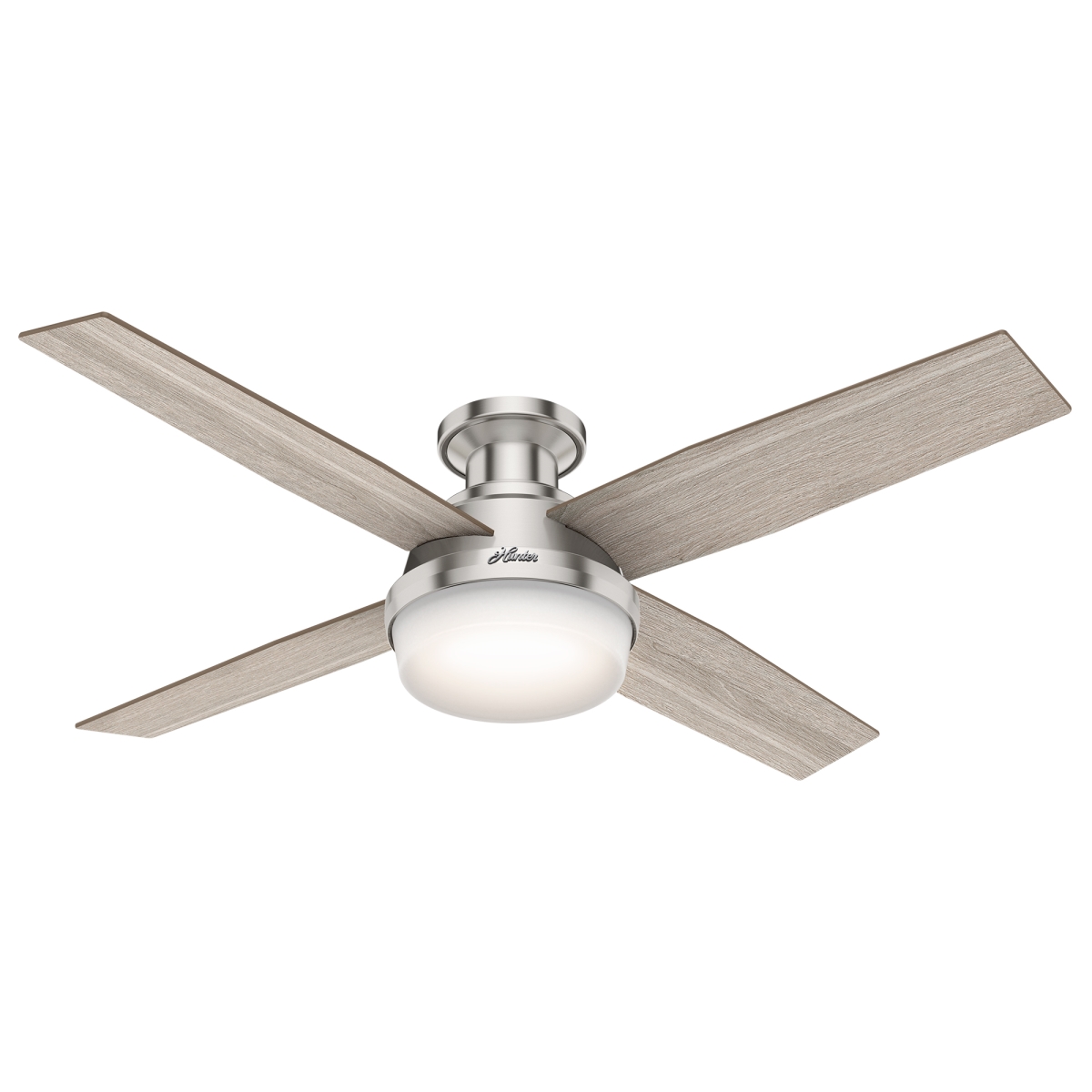 Picture of Hunter 50283 52 in. Dempsey Brushed Nickel Low Profile Ceiling Fan with LED Light Kit & Handheld Remote