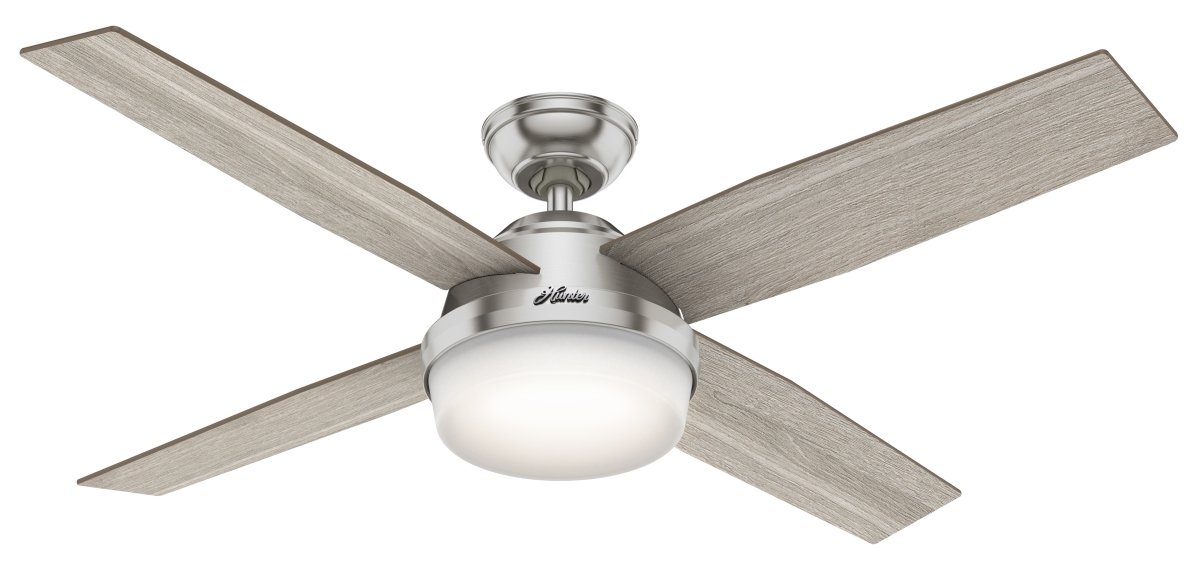 Picture of Hunter 50284 52 in. Dempsey Brushed Nickel Ceiling Fan with LED Light Kit & Handheld Remote