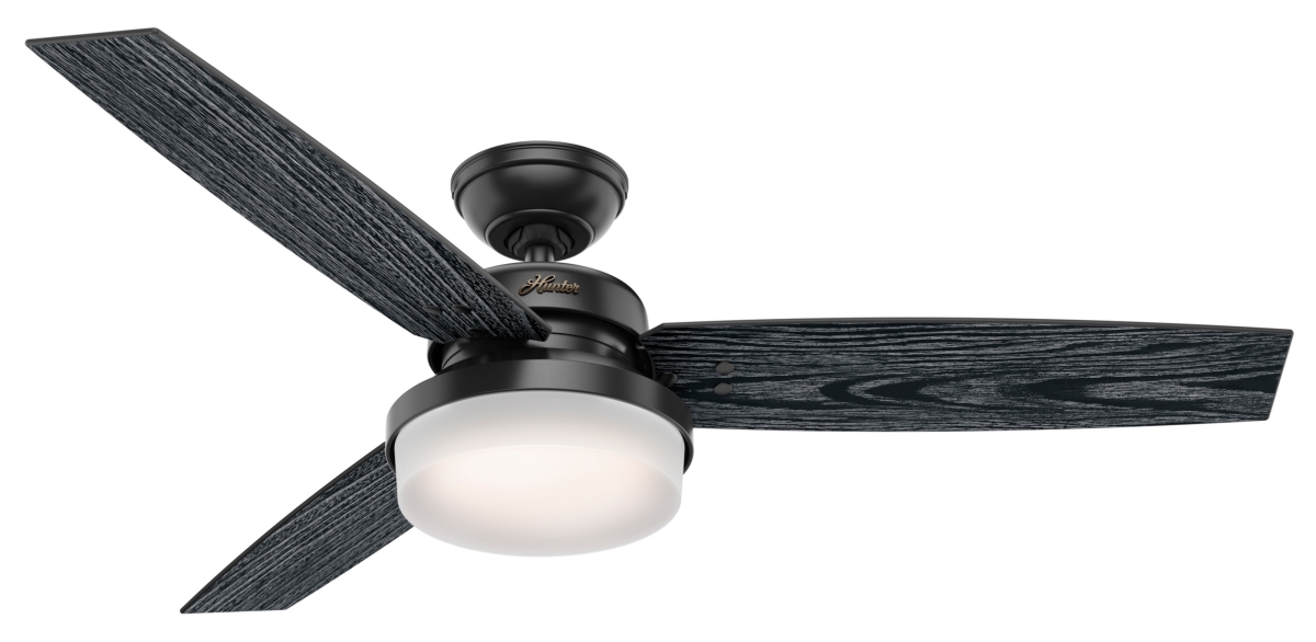 Picture of Hunter 50285 52 in. Sentinel Matte Black Ceiling Fan with LED Light Kit & Handheld Remote