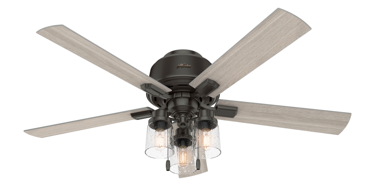 Picture of Hunter 50313 52 in. Hartland Noble Bronze Low Profile Ceiling Fan with LED Light Kit & Pull Chain