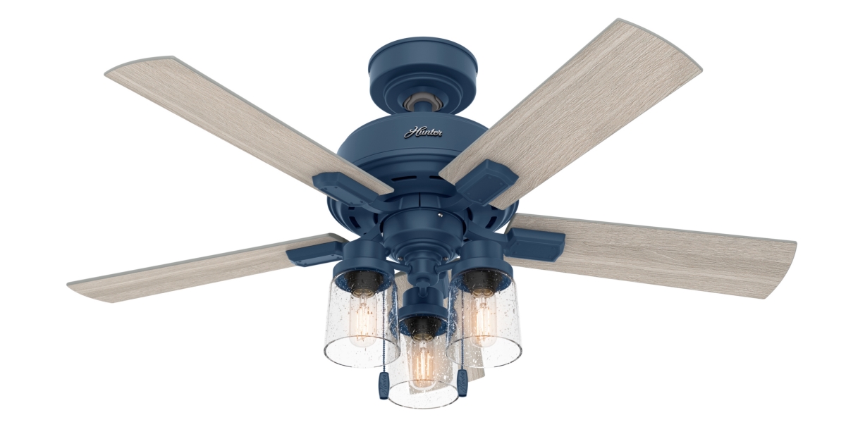 Picture of Hunter 50328 44 in. Hartland Indigo Blue Ceiling Fan with LED Light Kit & Pull Chain