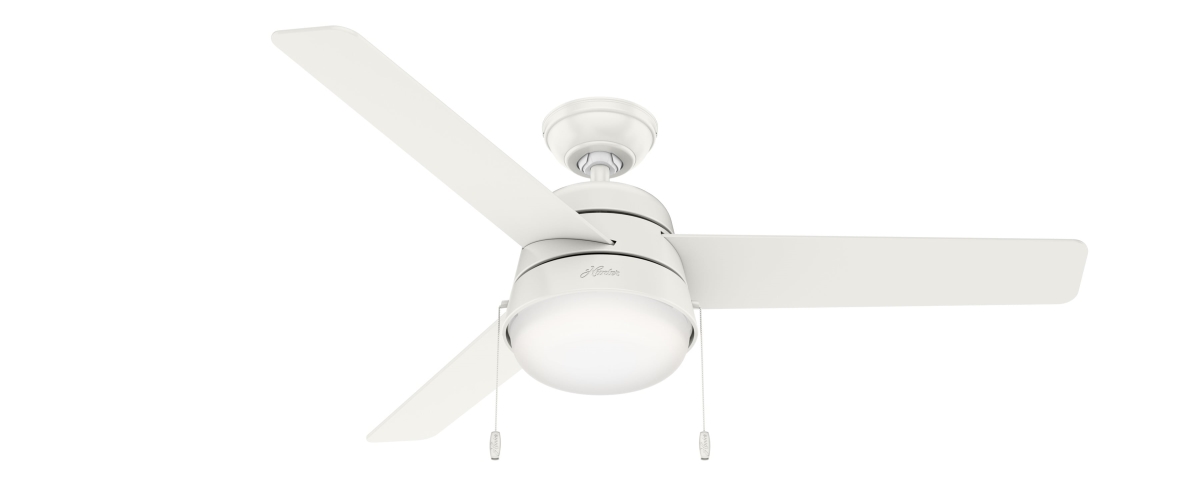 Picture of Hunter 50387 52 in. Aker Fresh White Damp Rated Ceiling Fan with LED Light Kit & Pull Chain