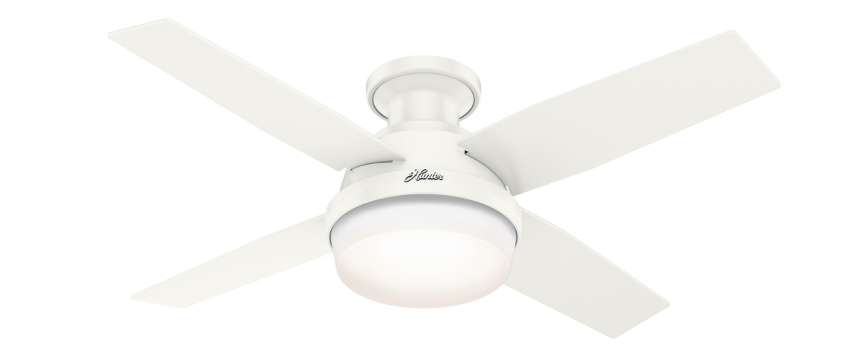 Picture of Hunter 50399 44 in. Dempsey Fresh White Low Profile Damp Rated Ceiling Fan with LED Light Kit & Handheld Remote