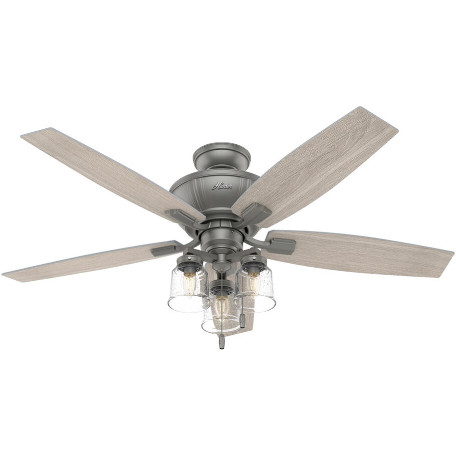Picture of Hunter 50402 52 in. Charlotte Matte Silver Ceiling Fan with LED Light Kit & Pull Chain