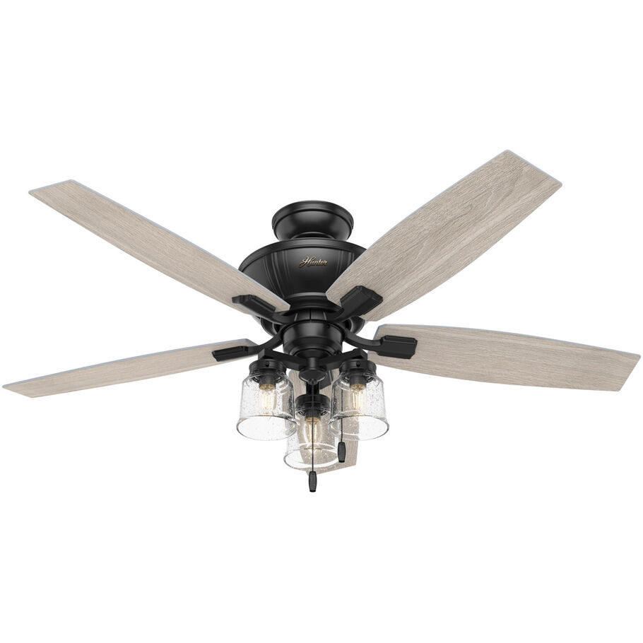 Picture of Hunter 50403 52 in. Charlotte Matte Black Ceiling Fan with LED Light Kit & Pull Chain
