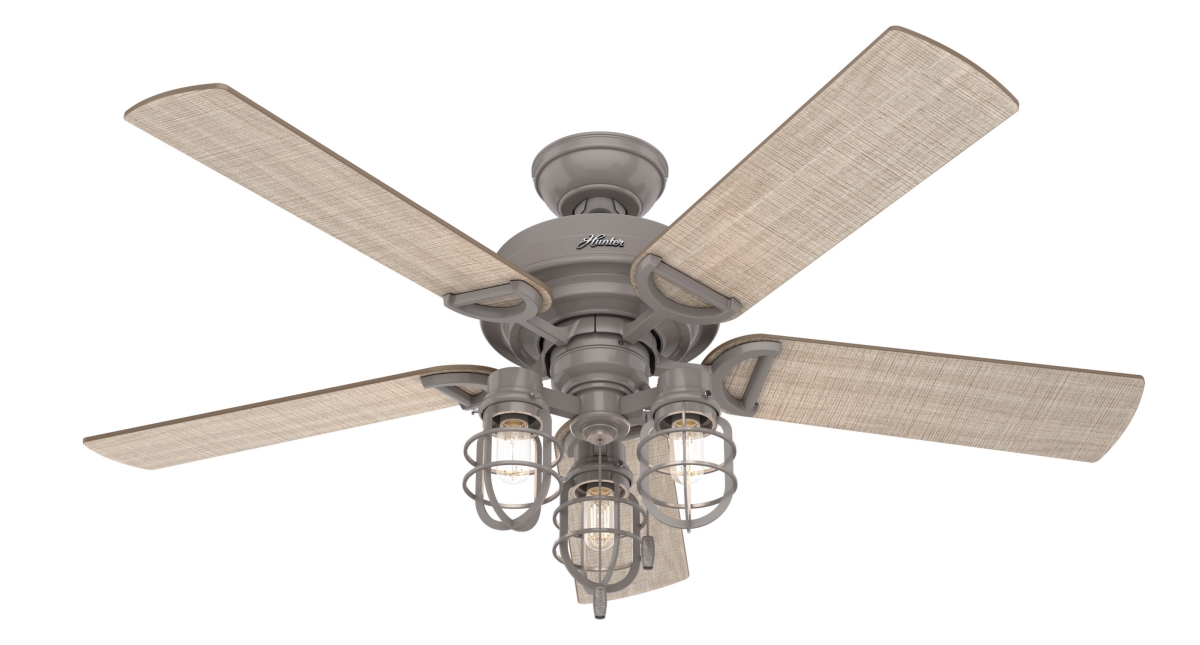 Picture of Hunter 50410 52 in. Starklake Quartz Gray Damp Rated Ceiling Fan with LED Light Kit & Pull Chain