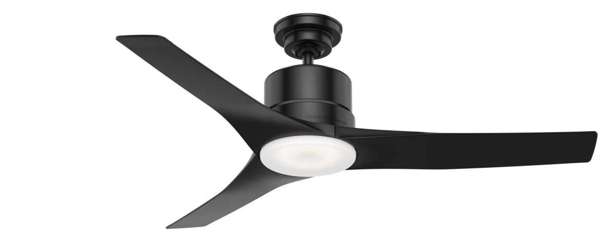 Picture of Casablanca 50452 52 in. Piston Matte Black Damp Rated Ceiling Fan with LED Light Kit & Handheld Remote