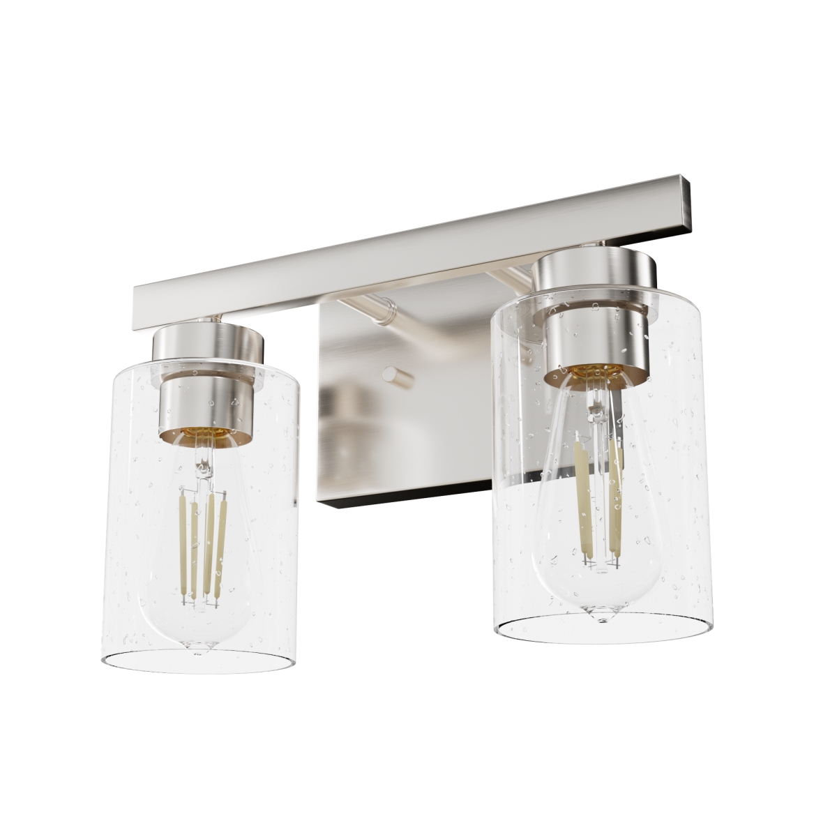 Picture of Hunter 13074 9 x 13 x 5.25 in. Hartland Brushed Nickel with Seeded Glass 2 Light Bathroom Vanity Wall Light Fixture