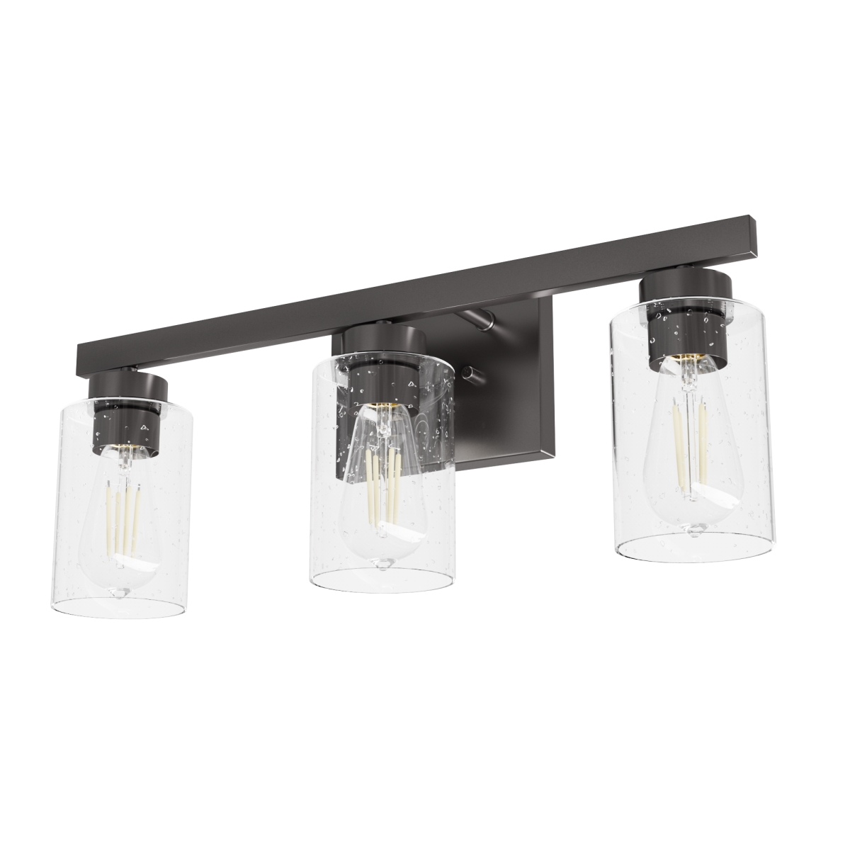 Picture of Hunter 13079 9 x 22 x 5.25 in. Hartland Noble Bronze with Seeded Glass 3 Light Bathroom Vanity Wall Light Fixture