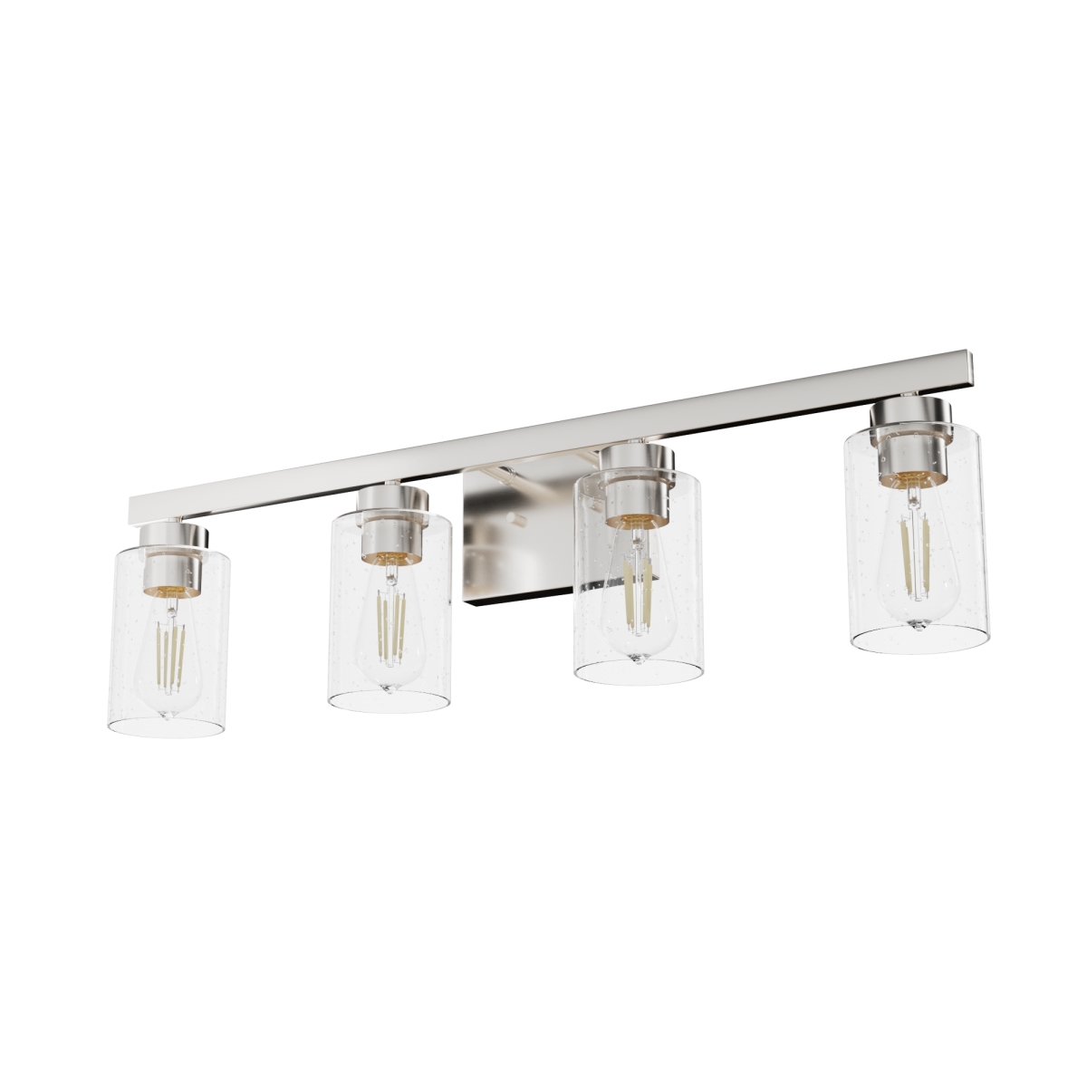 Picture of Hunter 13080 9 x 6 x 31 in. Hartland Brushed Nickel with Seeded Glass 4 Light Bathroom Vanity Wall Light Fixture