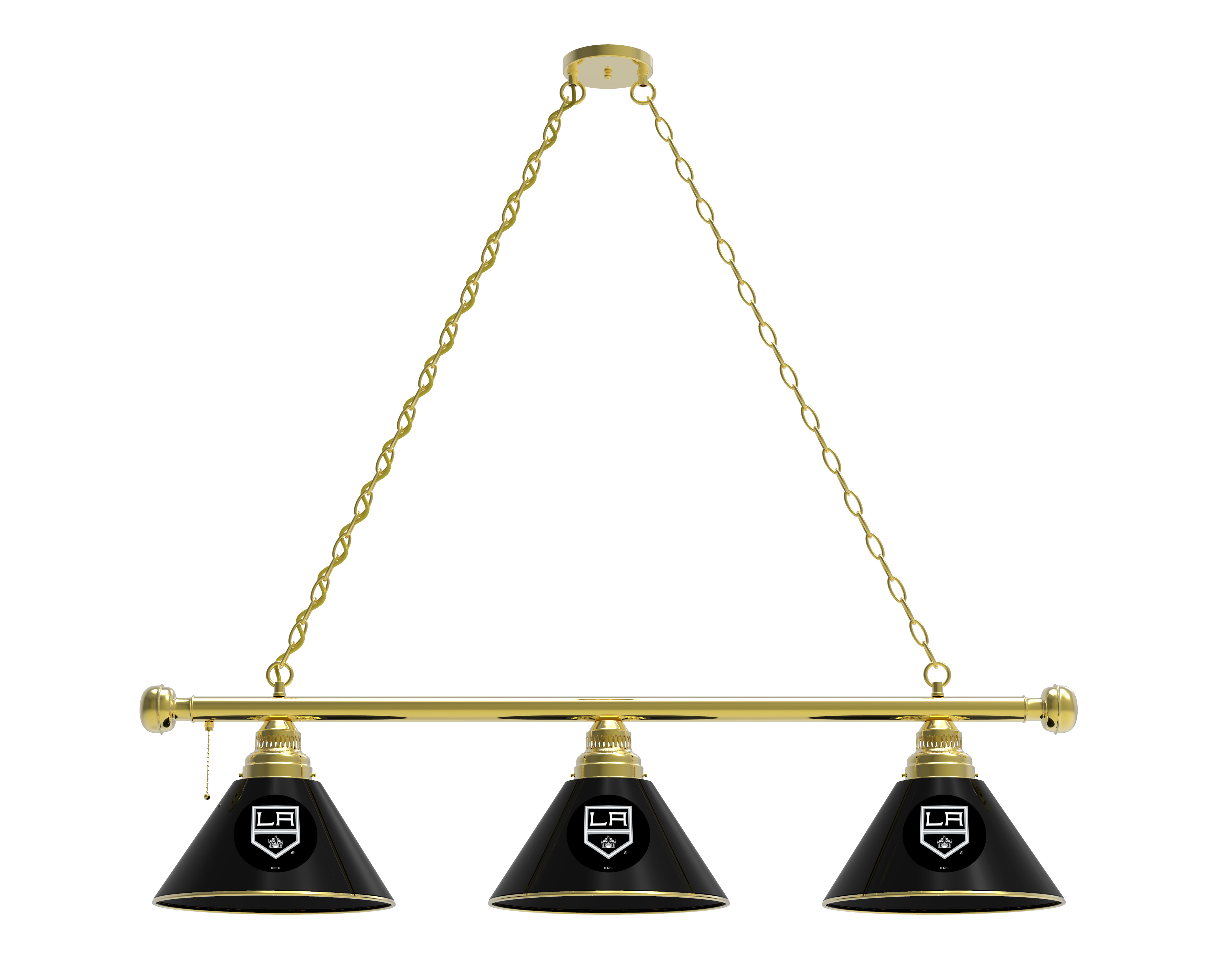BL3BRLAKing Los Angeles Kings 3 Shade Pool Billiard Light, Brass