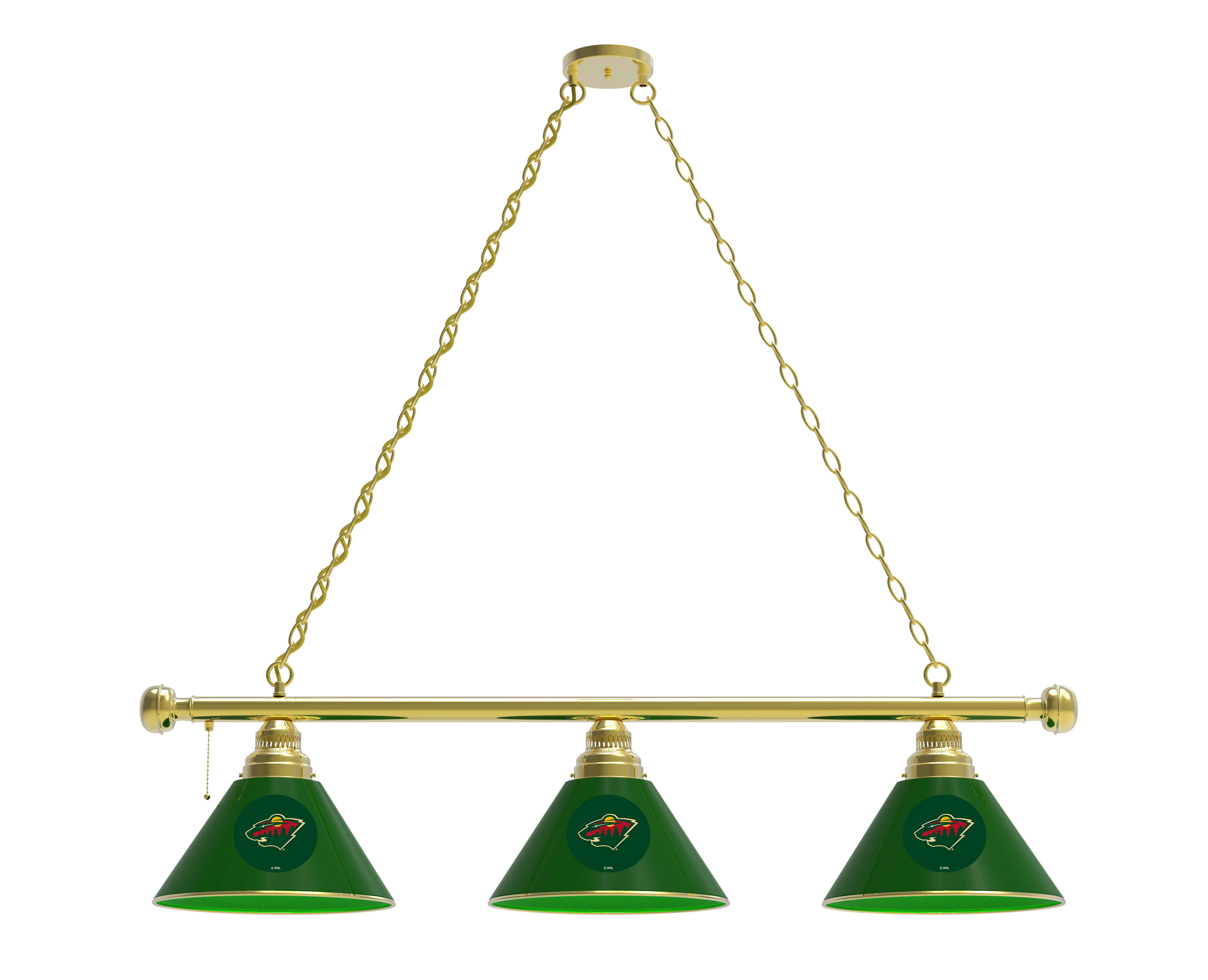 BL3BRMinWld Minnesota Wild 3 Shade Pool Billiard Light- Brass