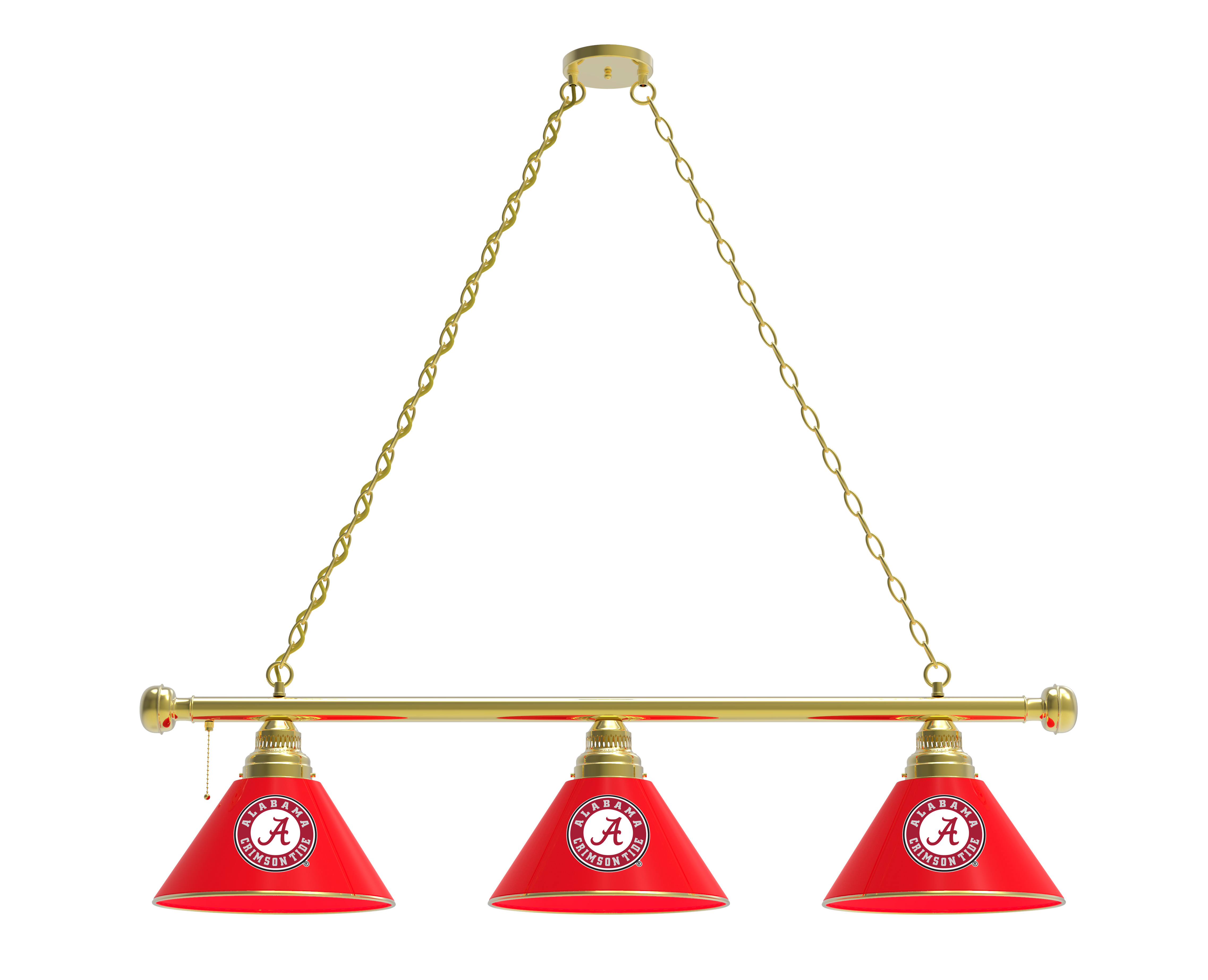 BL3BRAL-A Alabama Crimson Tide 3 Shade Pool Billiard Light- Brass