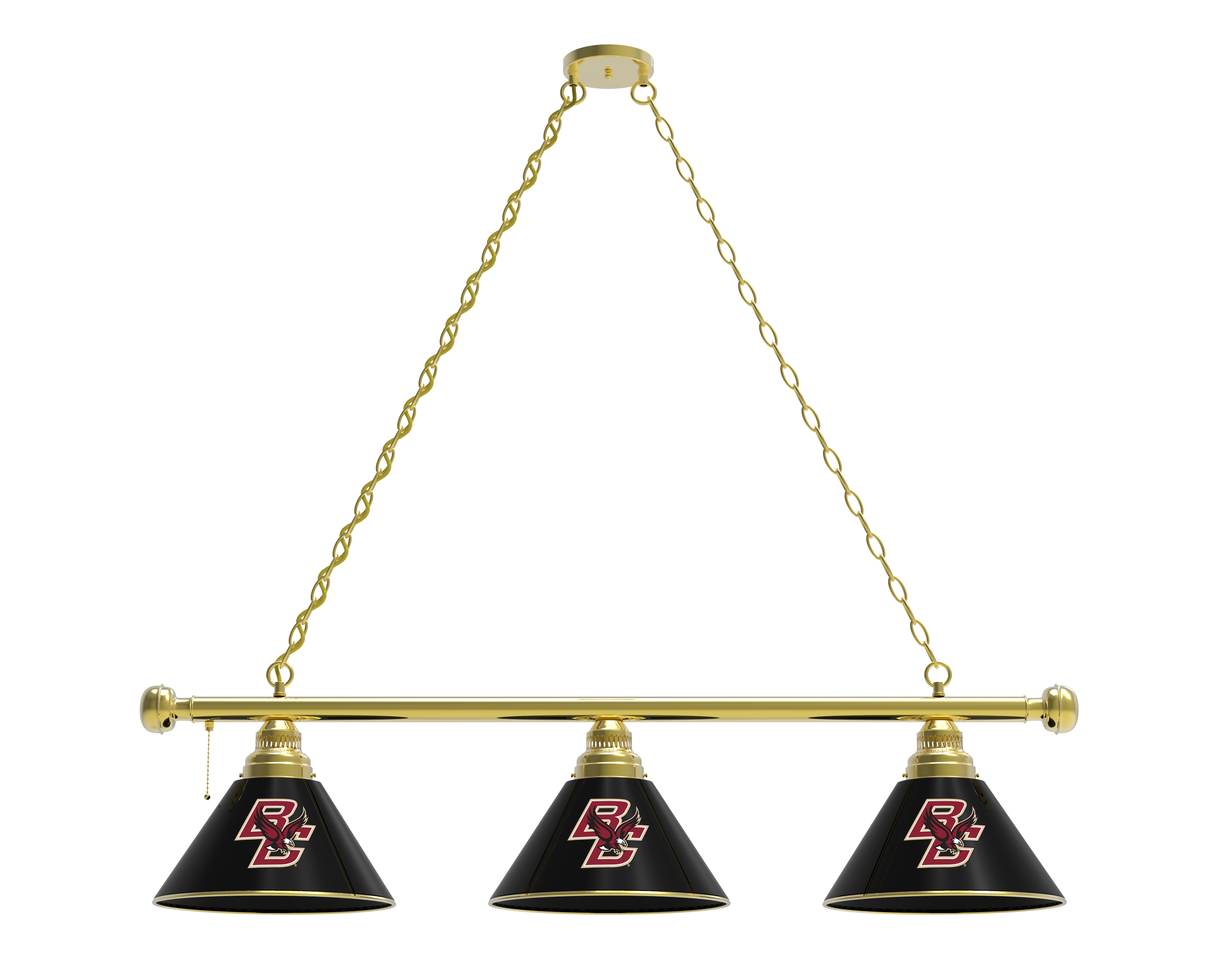 BL3BRBostnC Boston College Eagles 3 Shade Pool Billiard Light- Brass