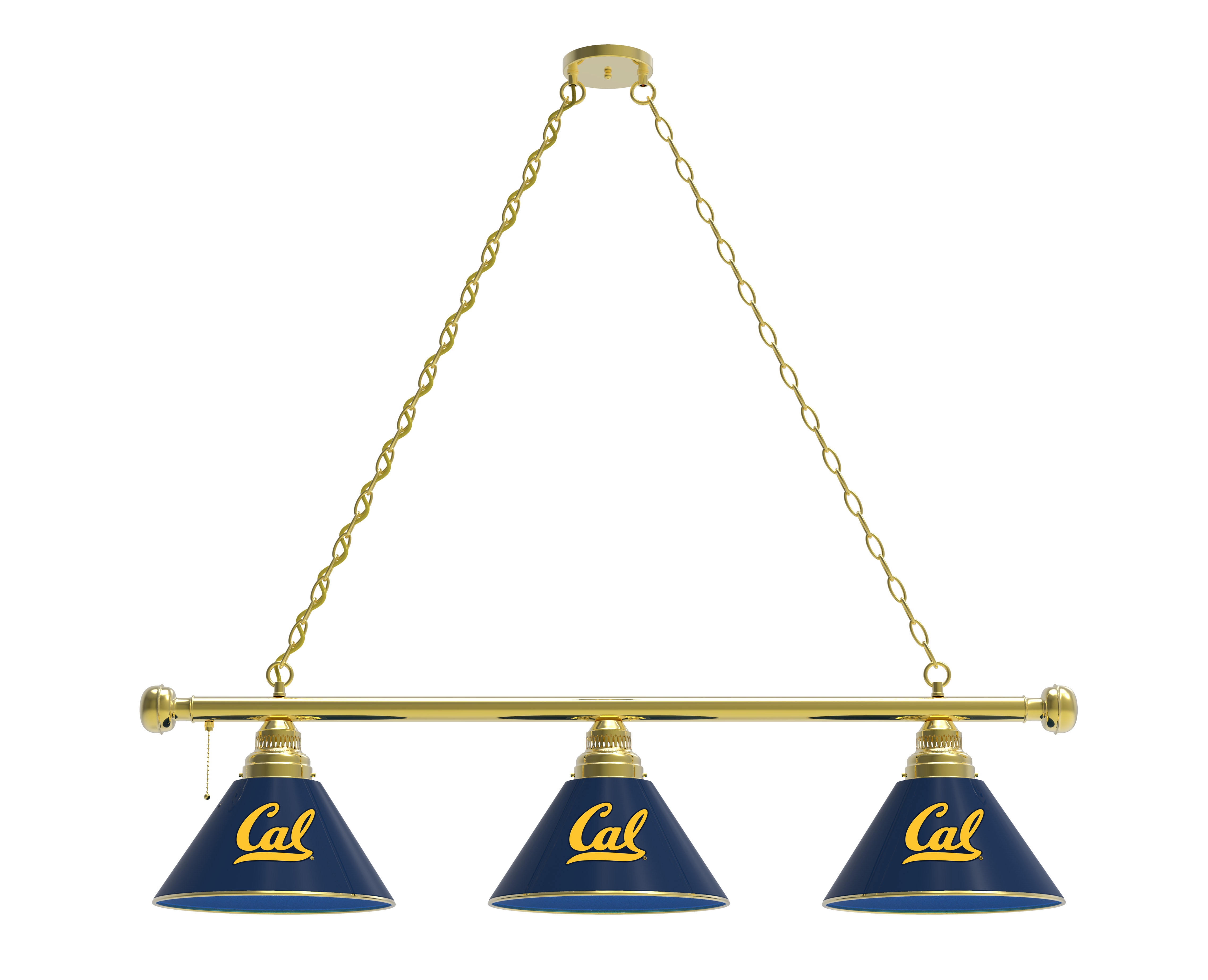 BL3BRCal-Un Cal Bears 3 Shade Pool Billiard Light- Brass