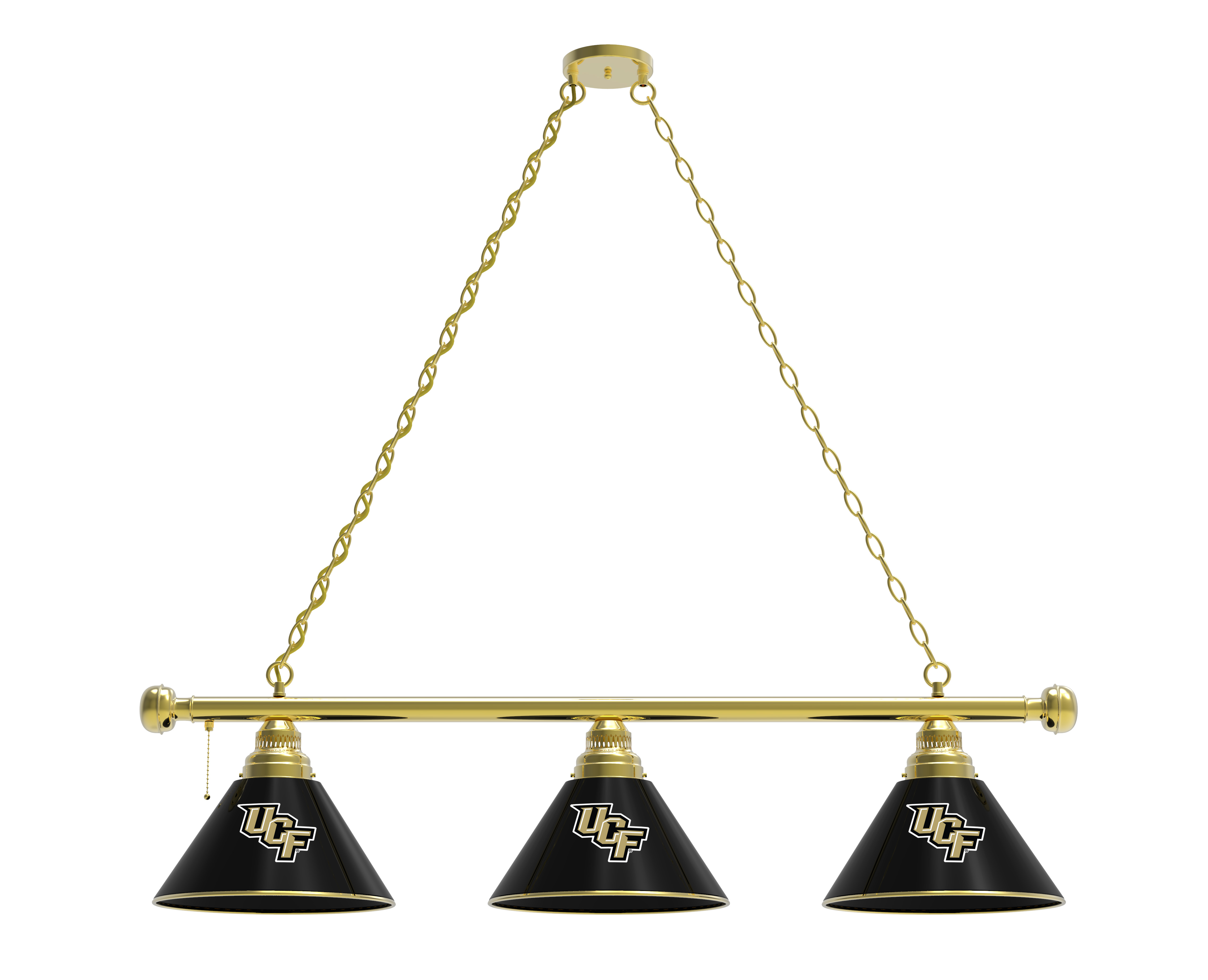 BL3BRCenFla Central Florida Knights 3 Shade Pool Billiard Light- Brass