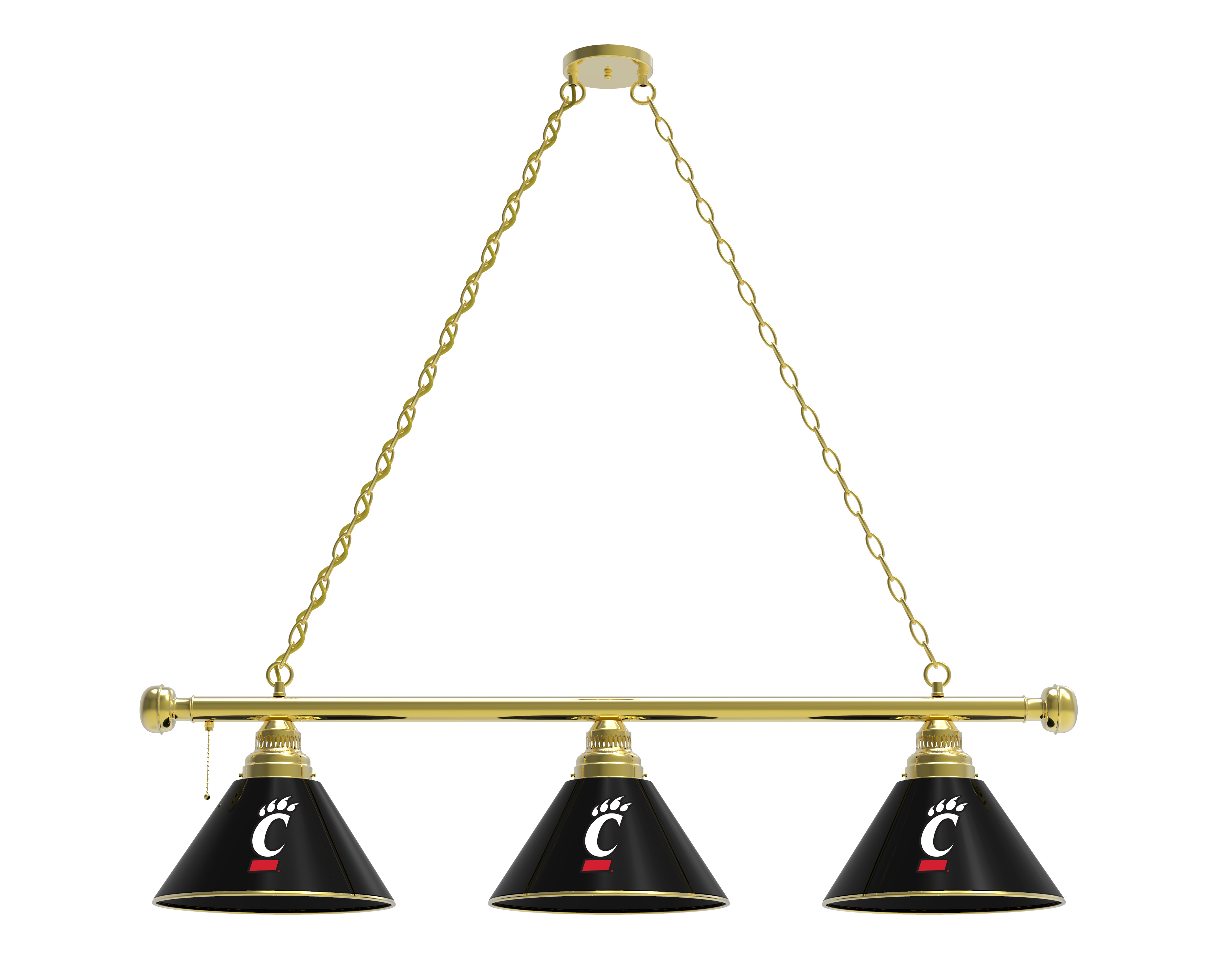 BL3BRCincin Cincinnati Bearcats 3 Shade Pool Billiard Light- Brass