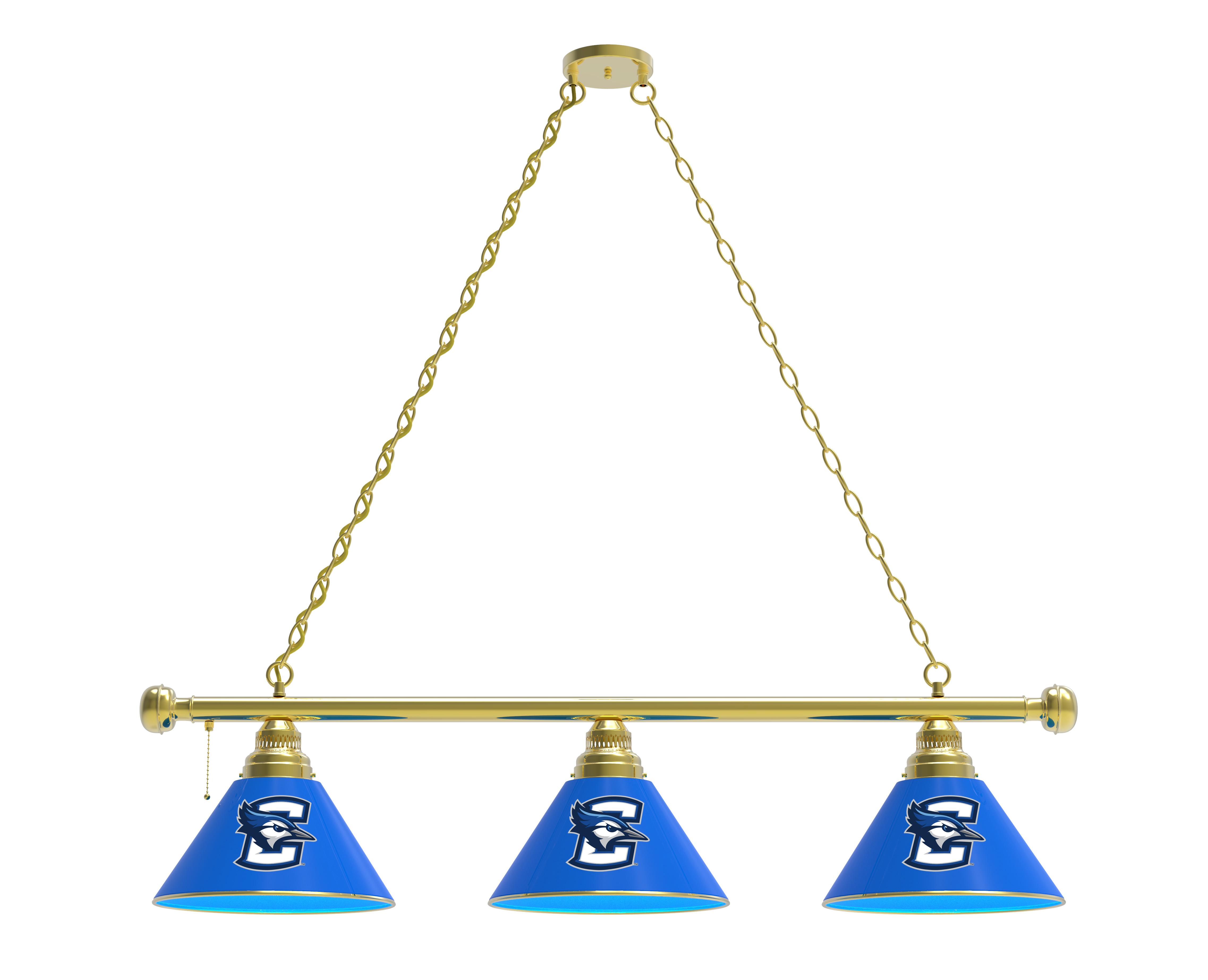 BL3BRCrghtn Creighton Blue Jays 3 Shade Pool Billiard Light- Brass