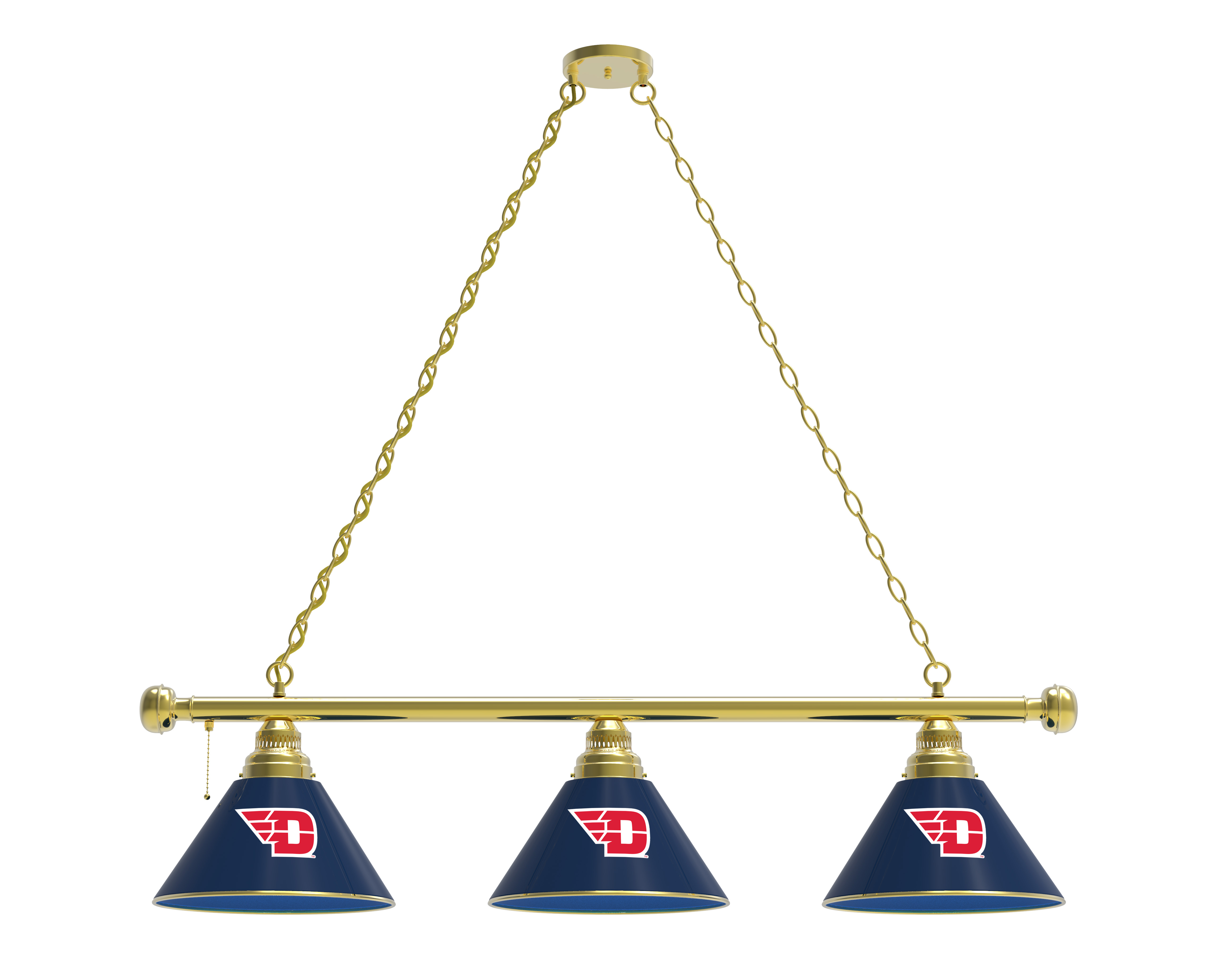BL3BRDytnUn Dayton Flyers 3 Shade Pool Billiard Light- Brass