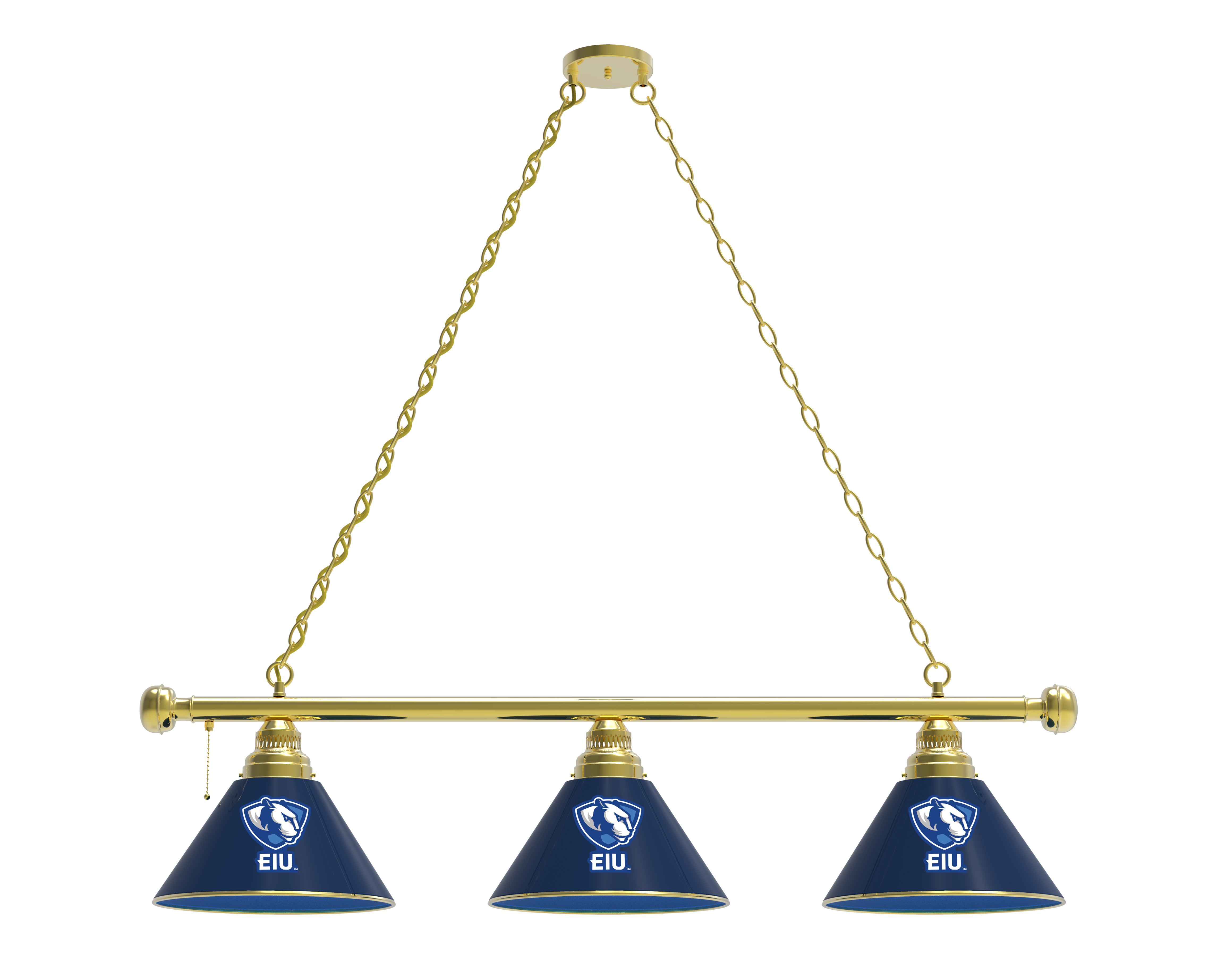 BL3BREastIL Eastern Illinois Panthers 3 Shade Pool Billiard Light- Brass