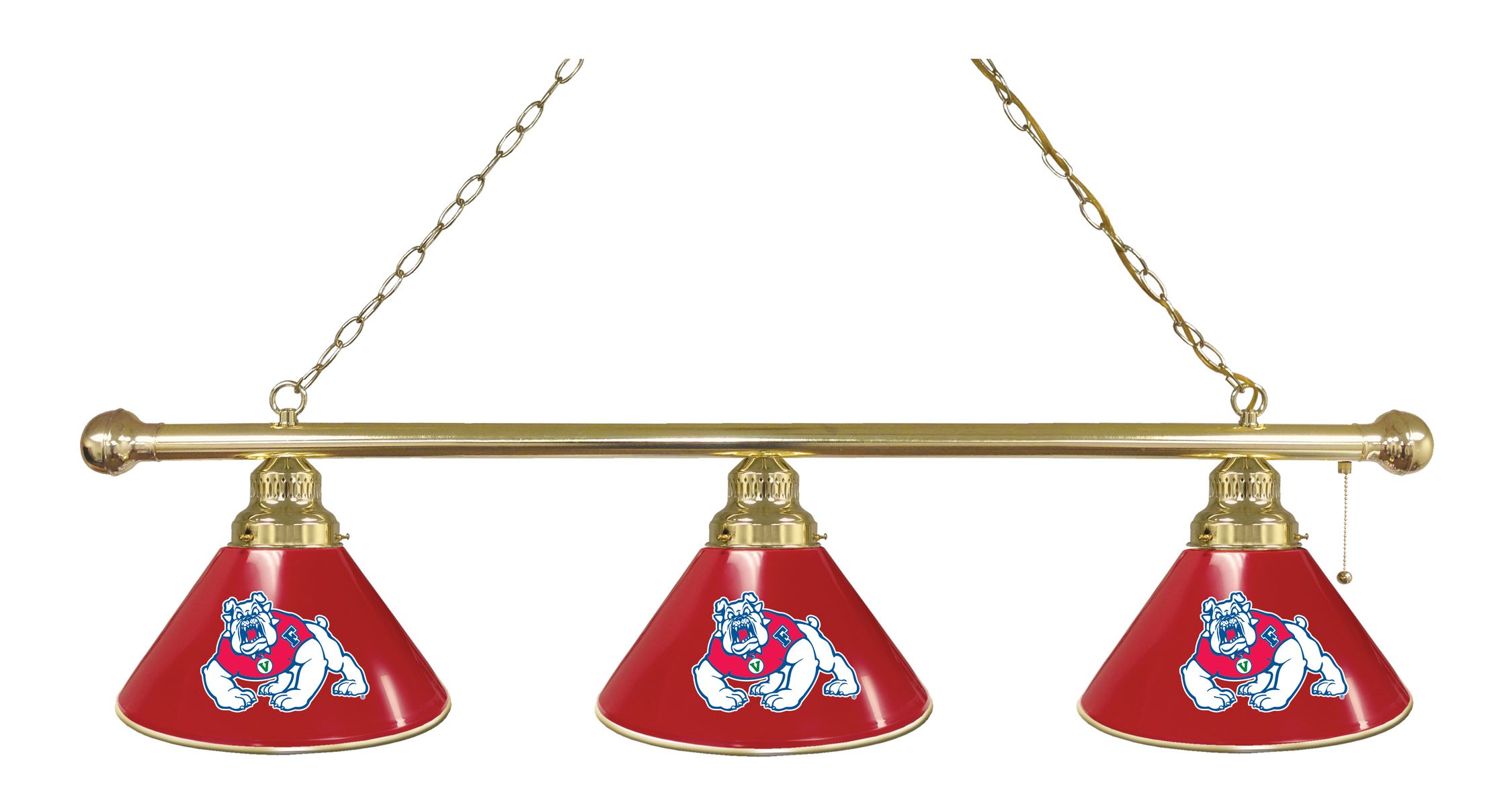 BL3BRFresSt Fresno State Seminoles 3 Shade Pool Billiard Light- Brass