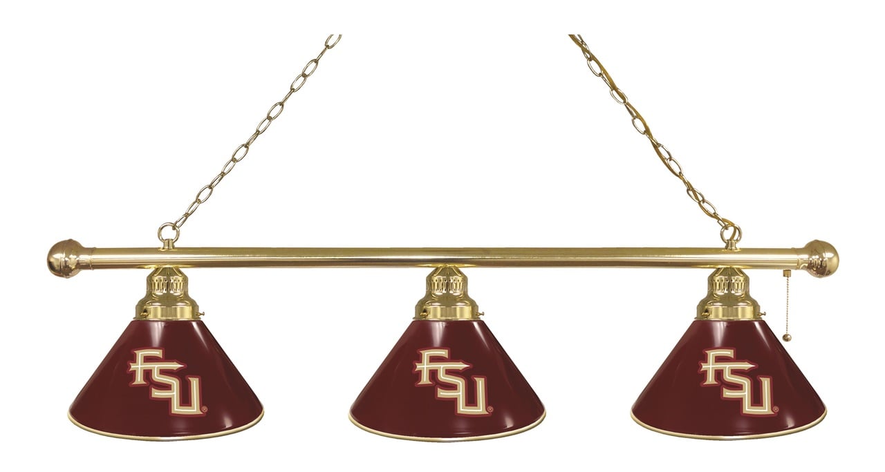 BL3BRFSU-FS Florida State Script Seminoles 3 Shade Pool Billiard Light- Brass