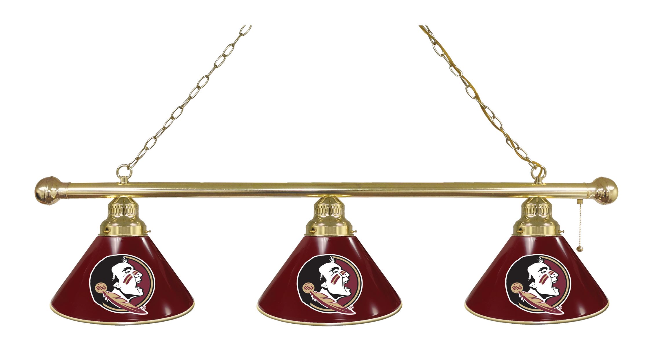 BL3BRFSU-HD Florida State Head Seminoles 3 Shade Pool Billiard Light- Brass