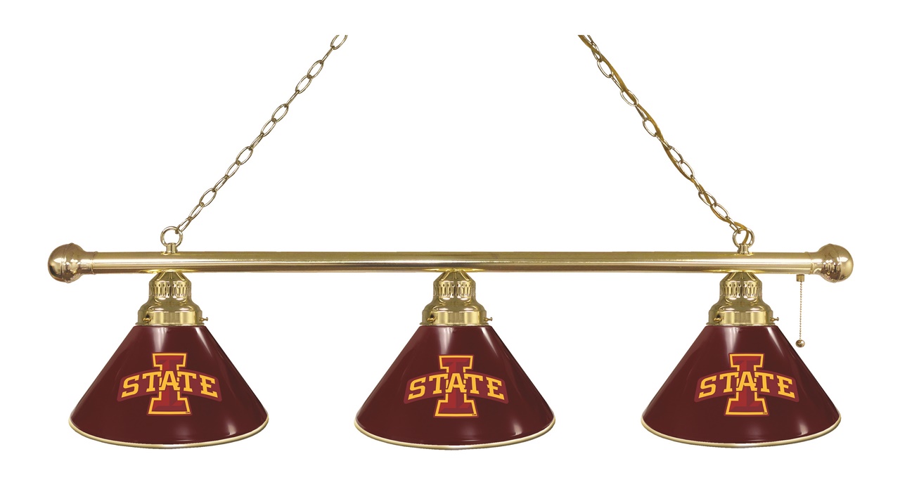 BL3BRIowaSt Iowa State Cyclones 3 Shade Pool Billiard Light- Brass
