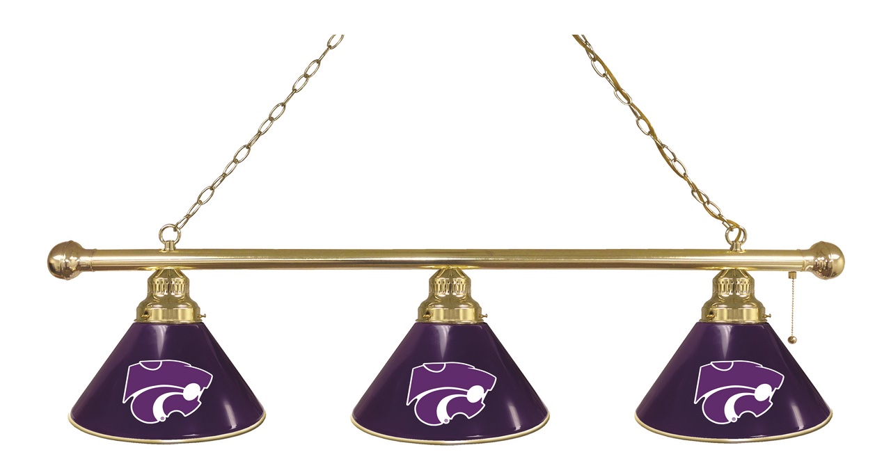BL3BRKnsasS Kansas State Wildcats 3 Shade Pool Billiard Light- Brass