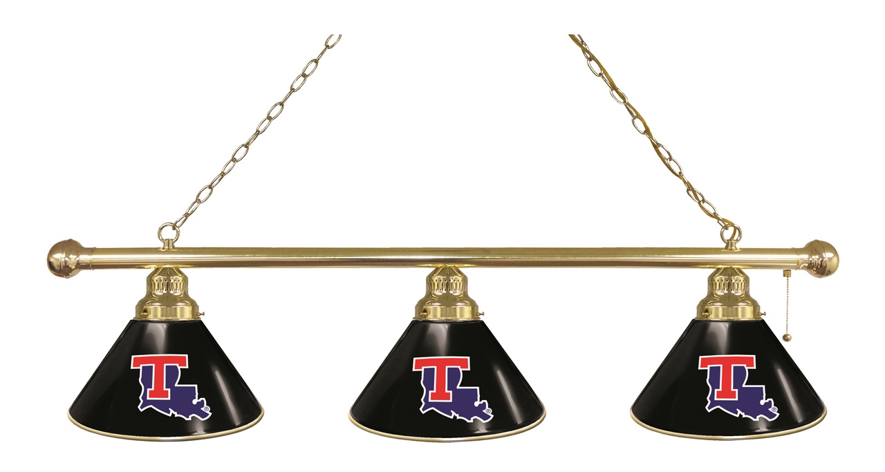BL3BRLaTech Louisiana Tech Bulldogs 3 Shade Pool Billiard Light- Brass