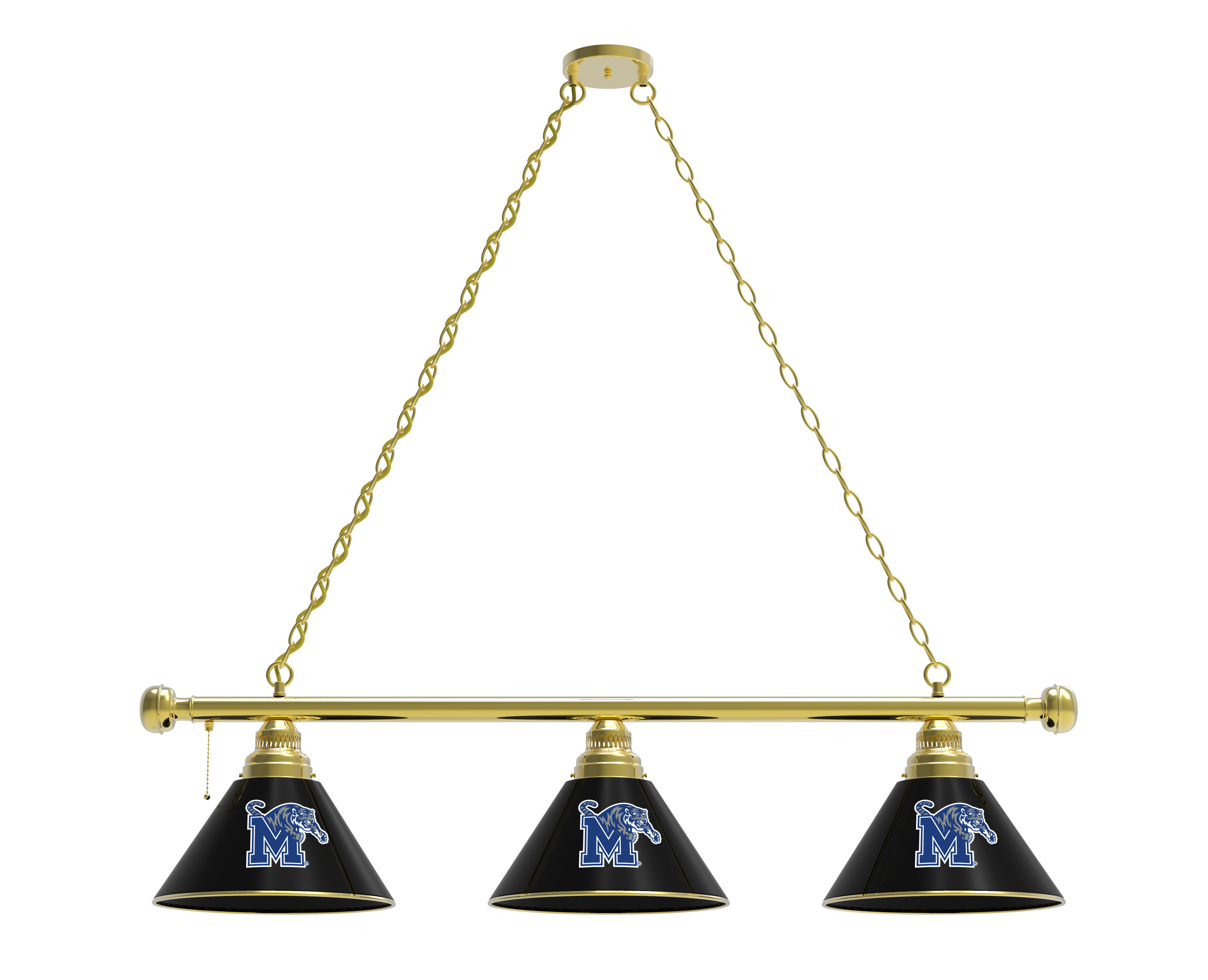 BL3BRMemphs Memphis Tigers 3 Shade Pool Billiard Light- Brass