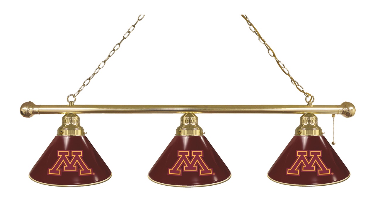 BL3BRMinnUn Minnesota Gophers 3 Shade Pool Billiard Light- Brass