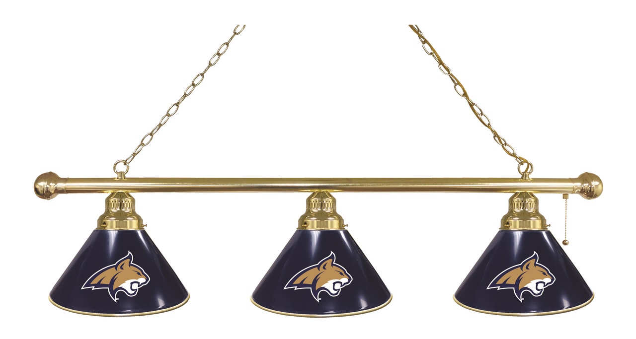 BL3BRMontSt Montana State Bobcats 3 Shade Pool Billiard Light- Brass