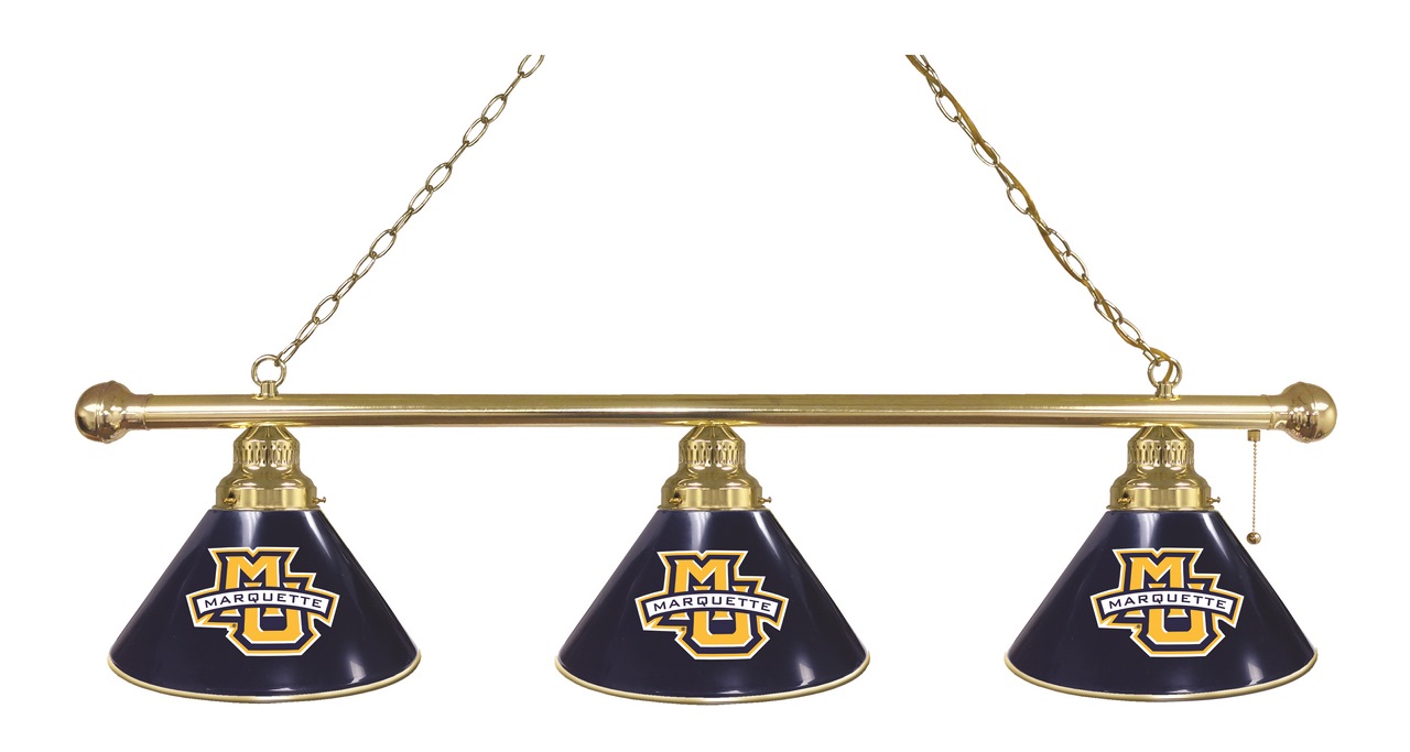 BL3BRMrqtte Marquette Golden Eagles 3 Shade Pool Billiard Light- Brass