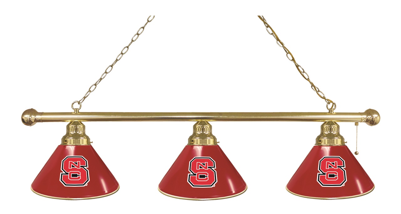 BL3BRNCarSt Nc State Wolfpack 3 Shade Pool Billiard Light- Brass