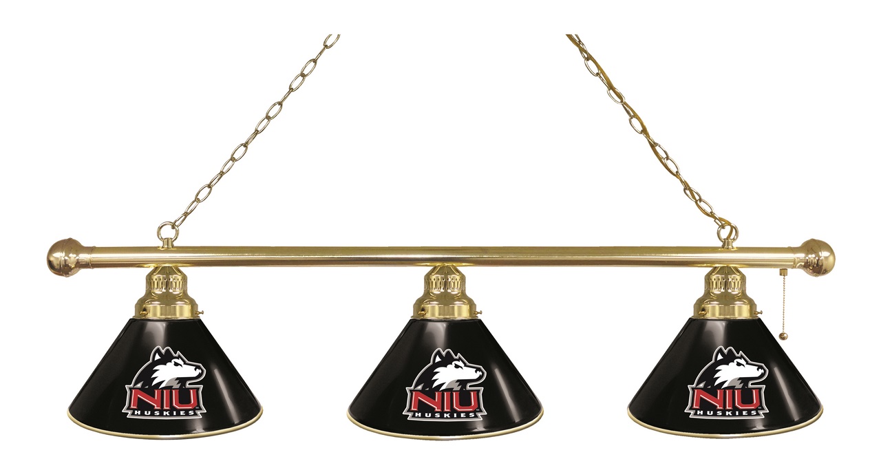 BL3BRNorIll Northern Illinois Huskies 3 Shade Pool Billiard Light- Brass