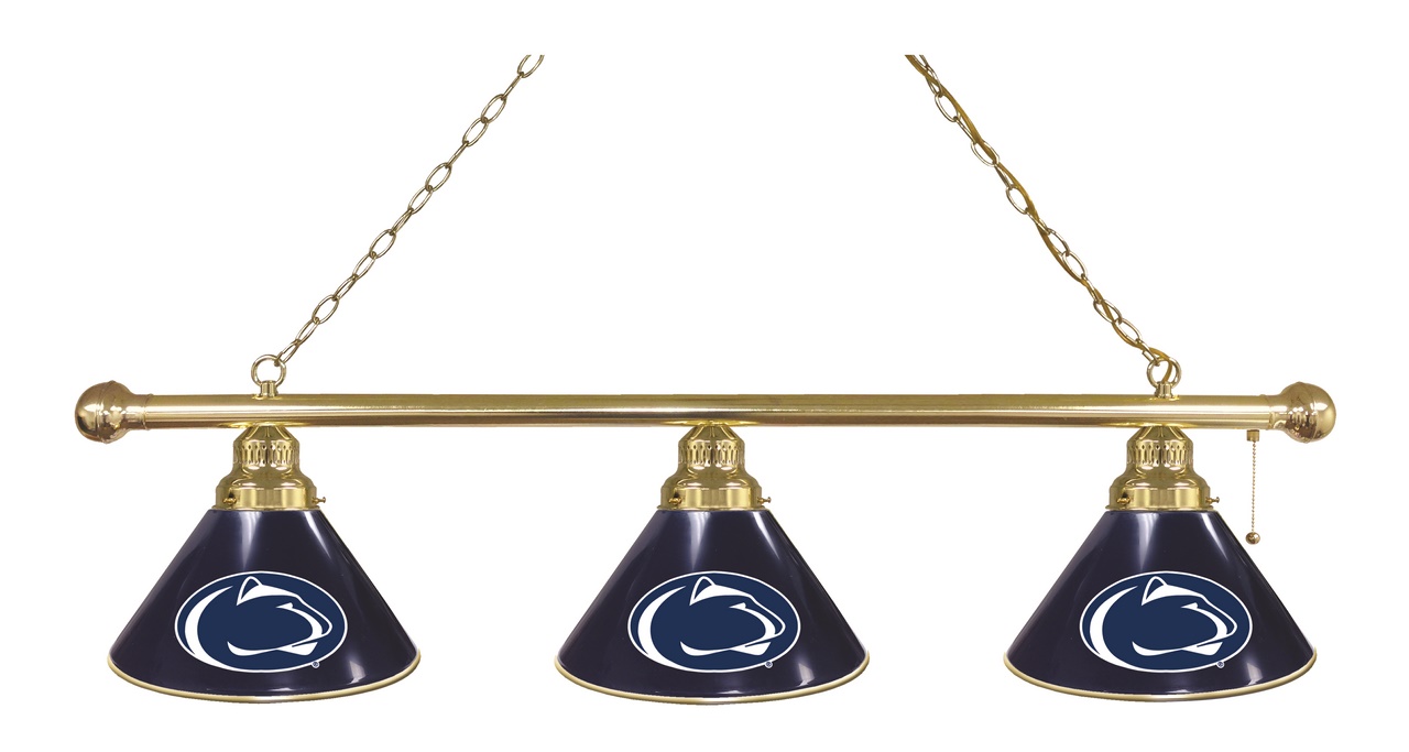 BL3BRPennSt Penn State Nittany Lions 3 Shade Pool Billiard Light- Brass