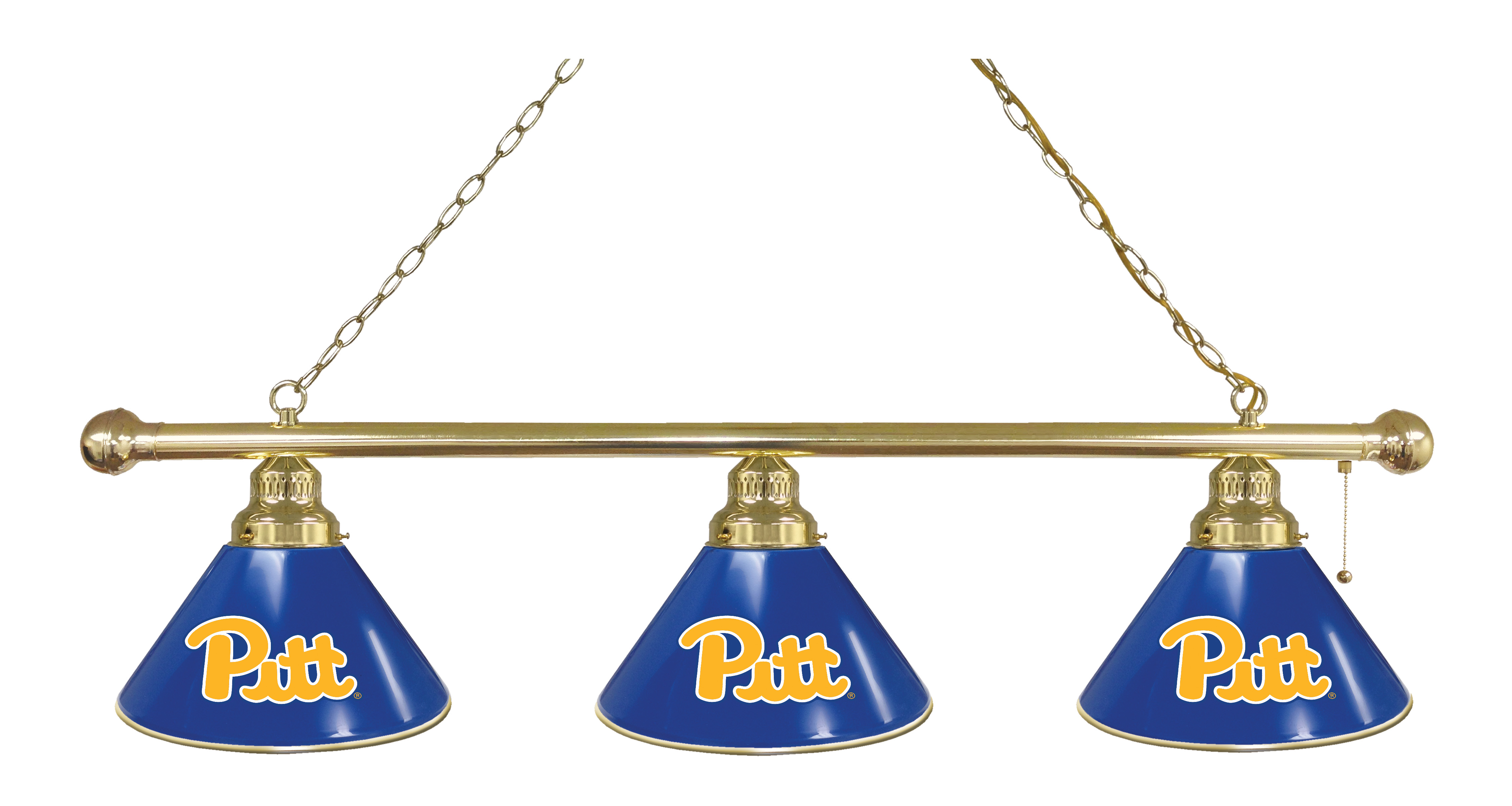 BL3BRPittsb Pittsburgh Panthers 3 Shade Pool Billiard Light- Brass