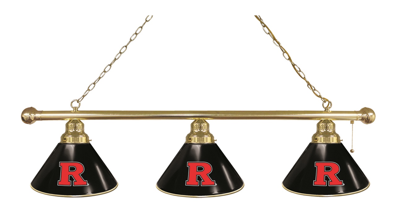 BL3BRRutger Rutgers Scarlet Knights 3 Shade Pool Billiard Light- Brass