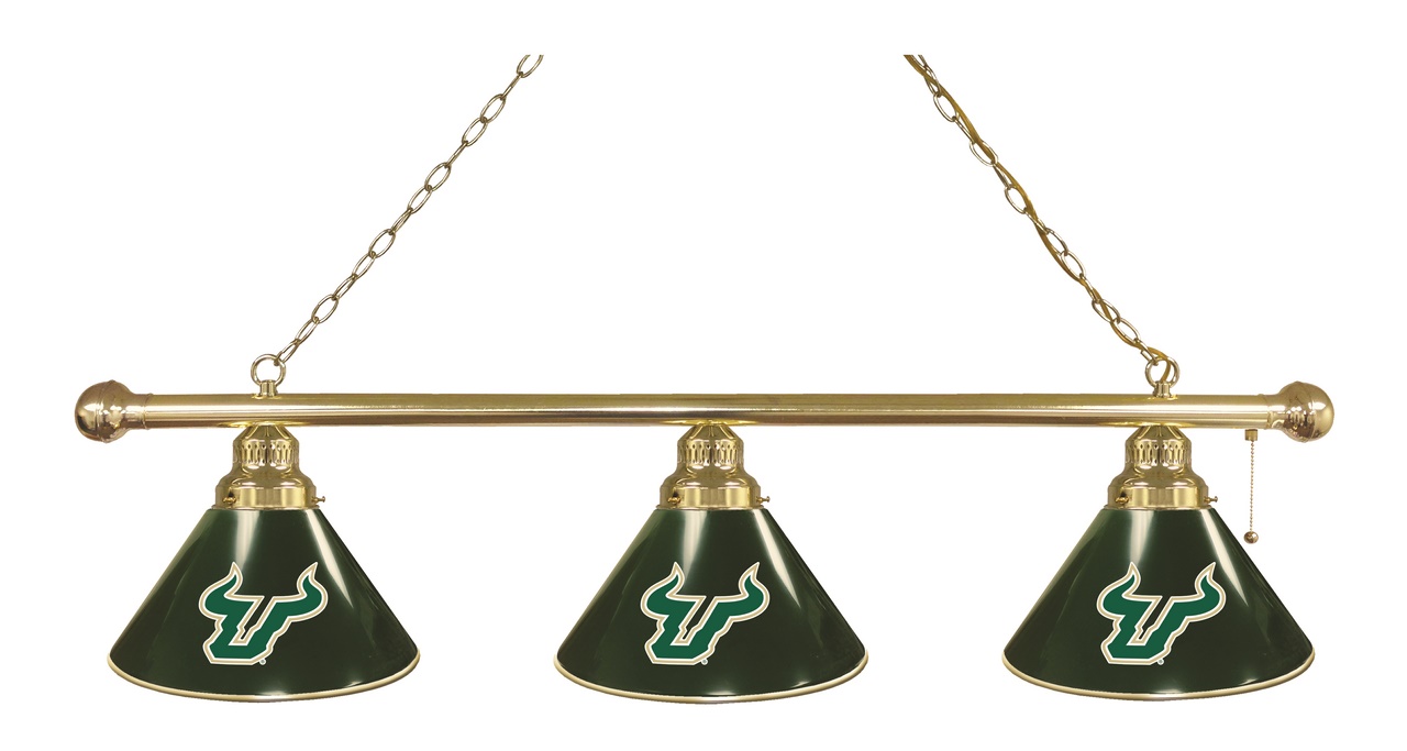 BL3BRSouFla South Florida Bulls 3 Shade Pool Billiard Light- Brass