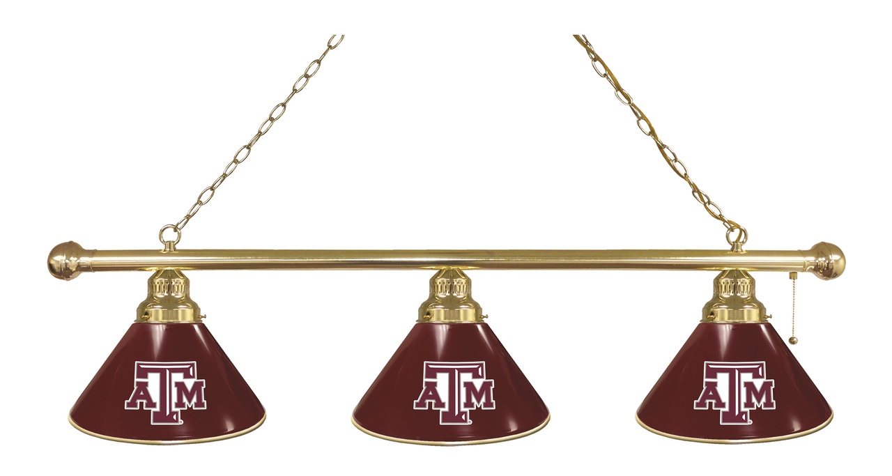 BL3BRTexA-M Texas A&M Aggies 3 Shade Pool Billiard Light- Brass