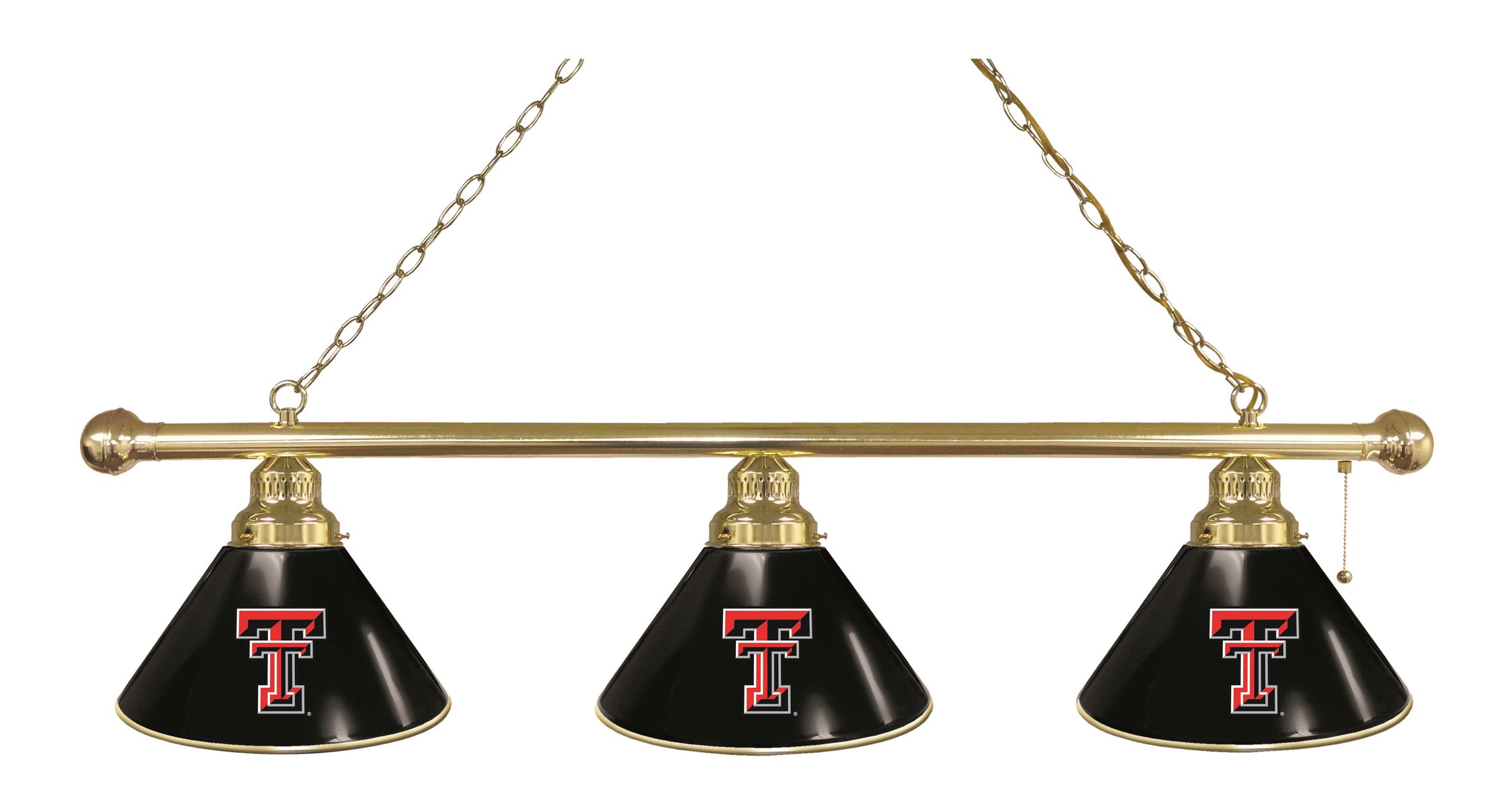 BL3BRTXTech Texas Tech Red Raiders 3 Shade Pool Billiard Light- Brass