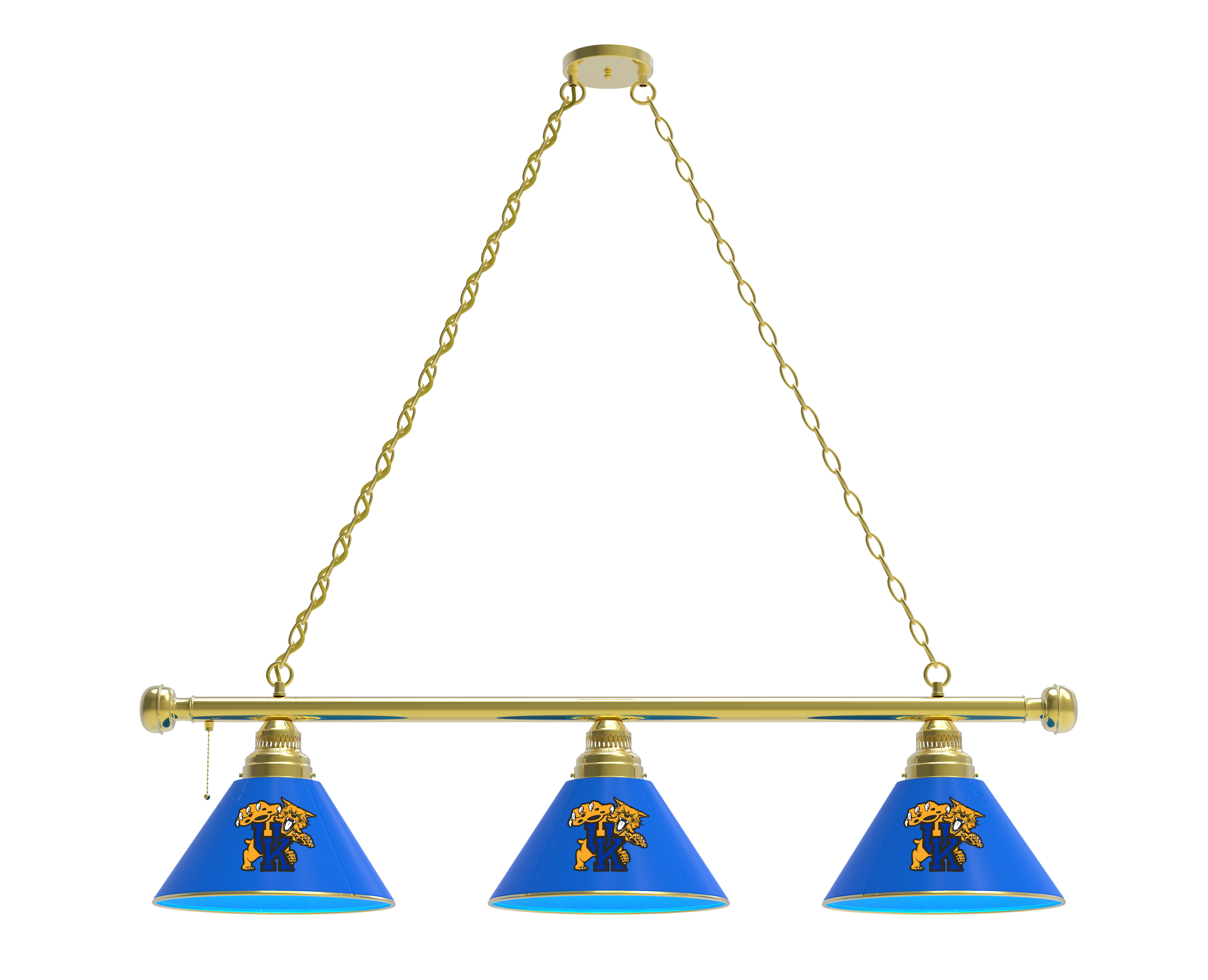 BL3BRUKYCat Kentucky Wildcats 3 Shade Pool Billiard Light- Brass