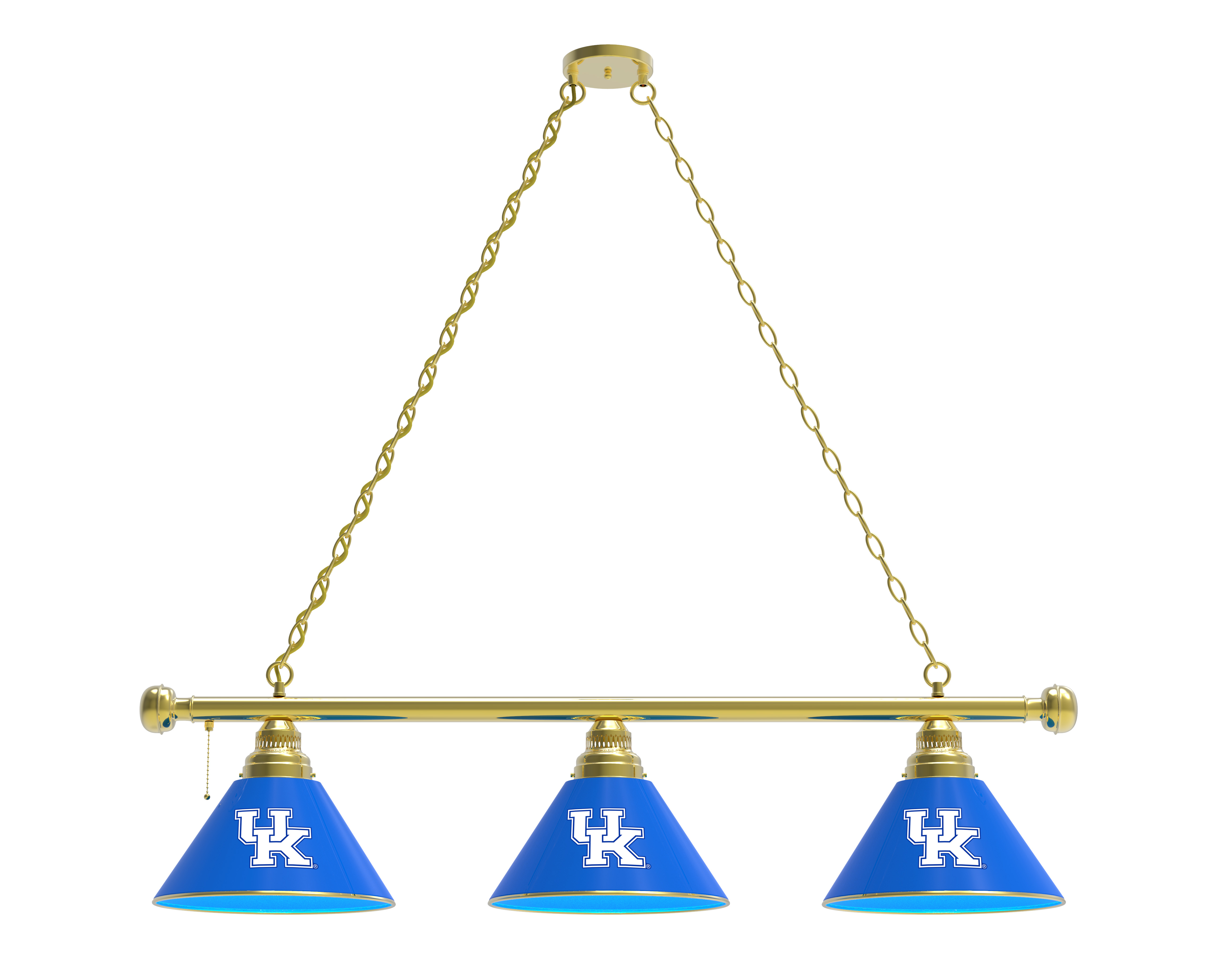 BL3BRUKY-UK Kentucky Wildcats 3 Shade Pool Billiard Light- Brass